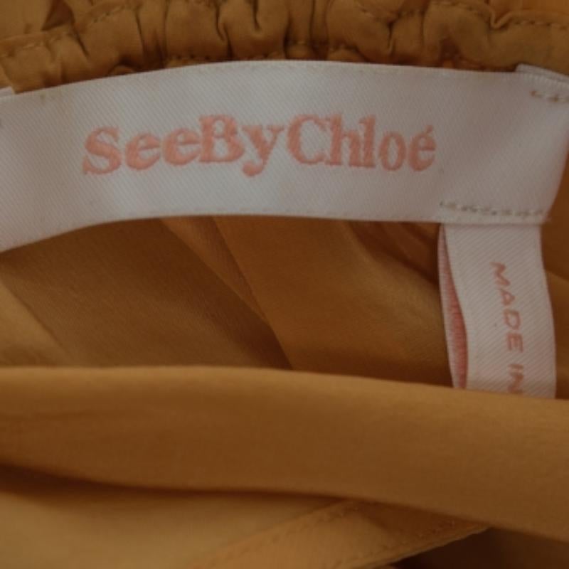 See by Chloe Gelbes ärmelloses Top aus Crêpe de Chine mit Blumenstickerei M im Angebot 1