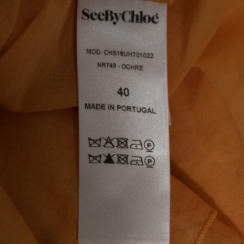 See by Chloe Gelbes ärmelloses Top aus Crêpe de Chine mit Blumenstickerei M im Angebot 3