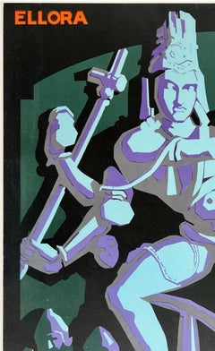 SEE INDIA - ELLORA Authentic Original Vintage Indian Travel Tourism Poster 1930