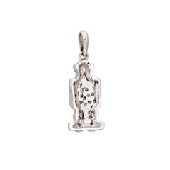See No Evil Monkey Charm Diamond Vintage 18k White Gold Pendant Fine Jewelry