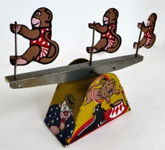 "See Saw Circus Monkeys" American Tin Wind-Up Toy Circa 1950