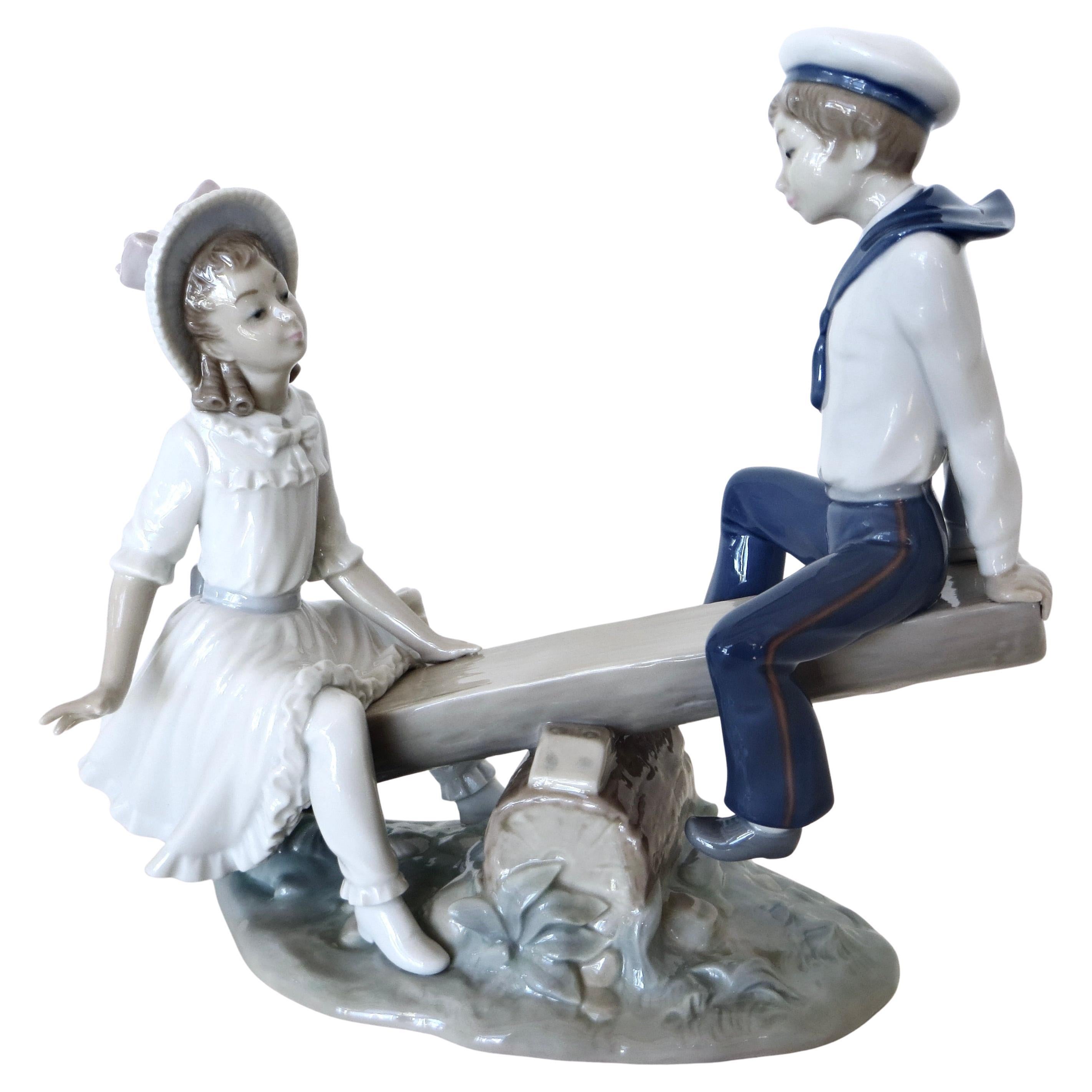 See-Saw "Columpio Feliz" LLadro (Retired) Spain Porcelain Sculpture w/Box C1978