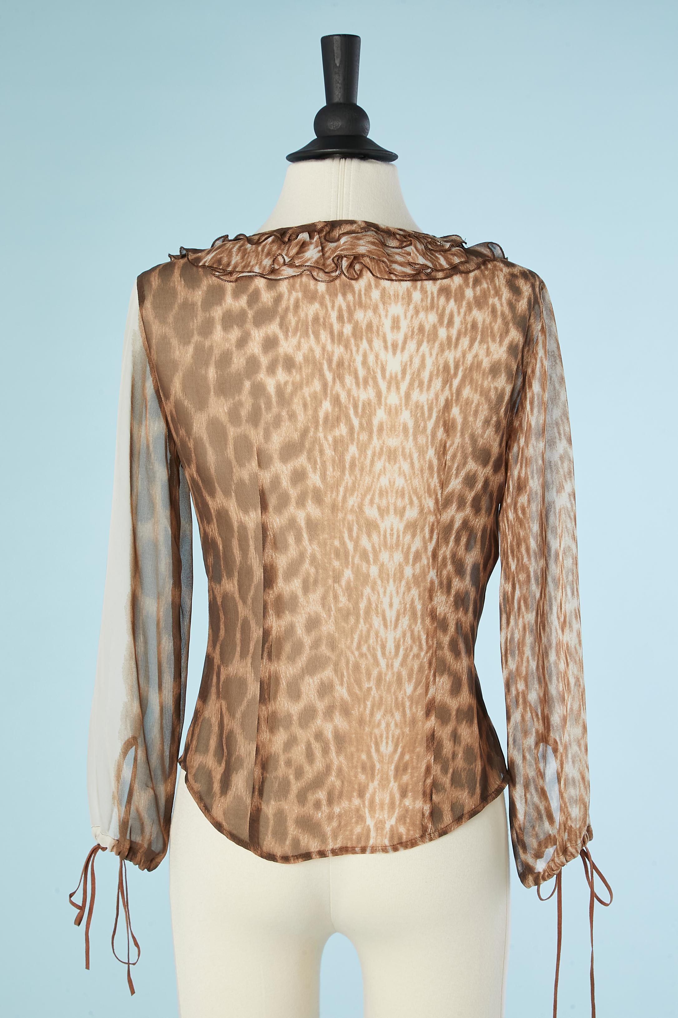 Women's See-through animal printed top with suede laced middle front  Just Cavalli  For Sale