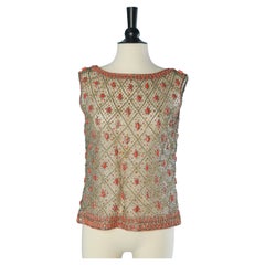 Top senza maniche con perline See-through Circa anni '60
