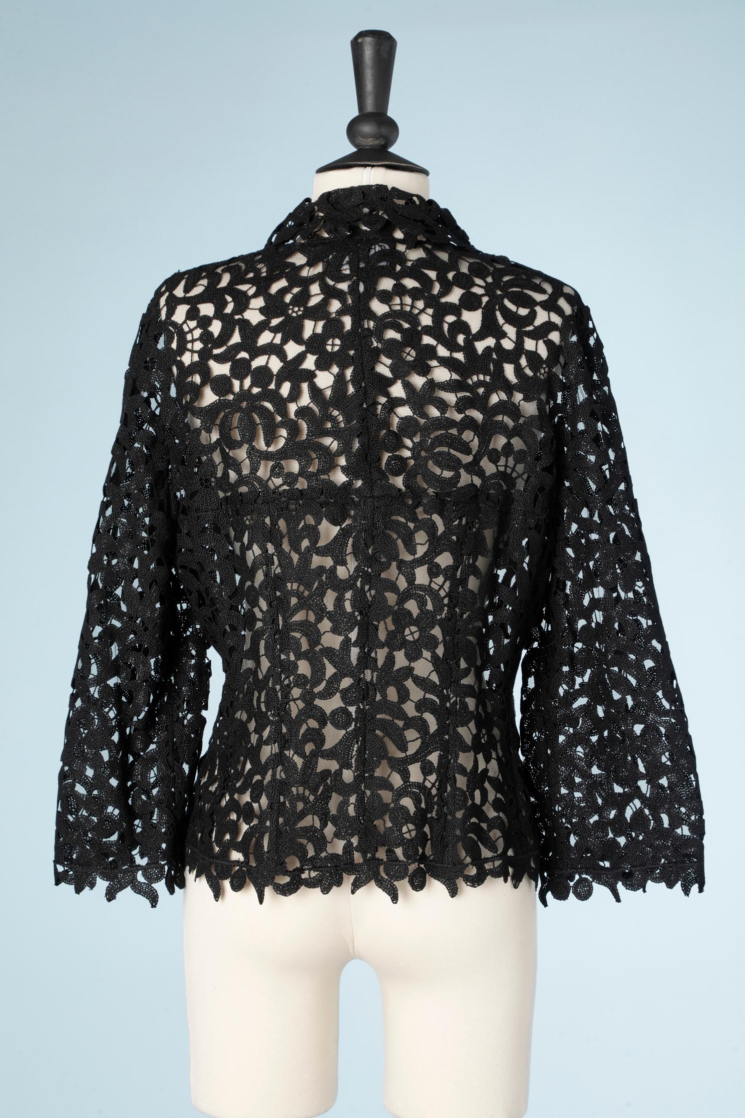 See-through black lace ( guipure) jacket on black tulle base Chanel  1