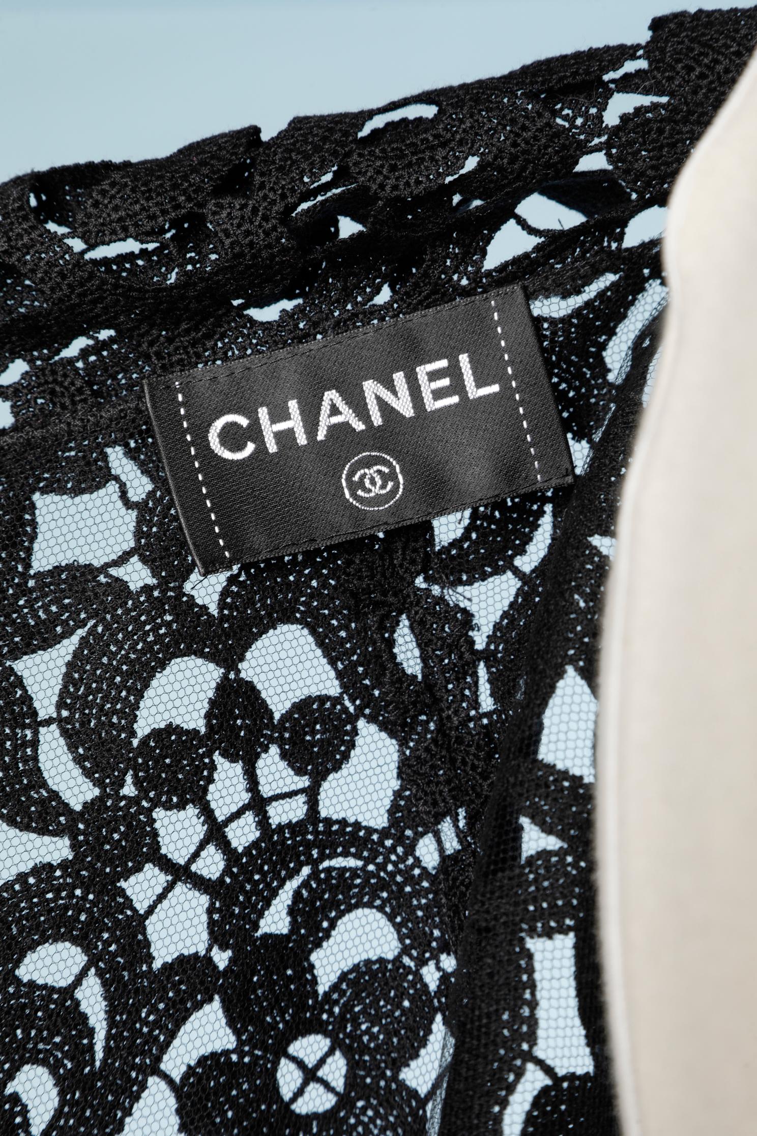 See-through black lace ( guipure) jacket on black tulle base Chanel  2