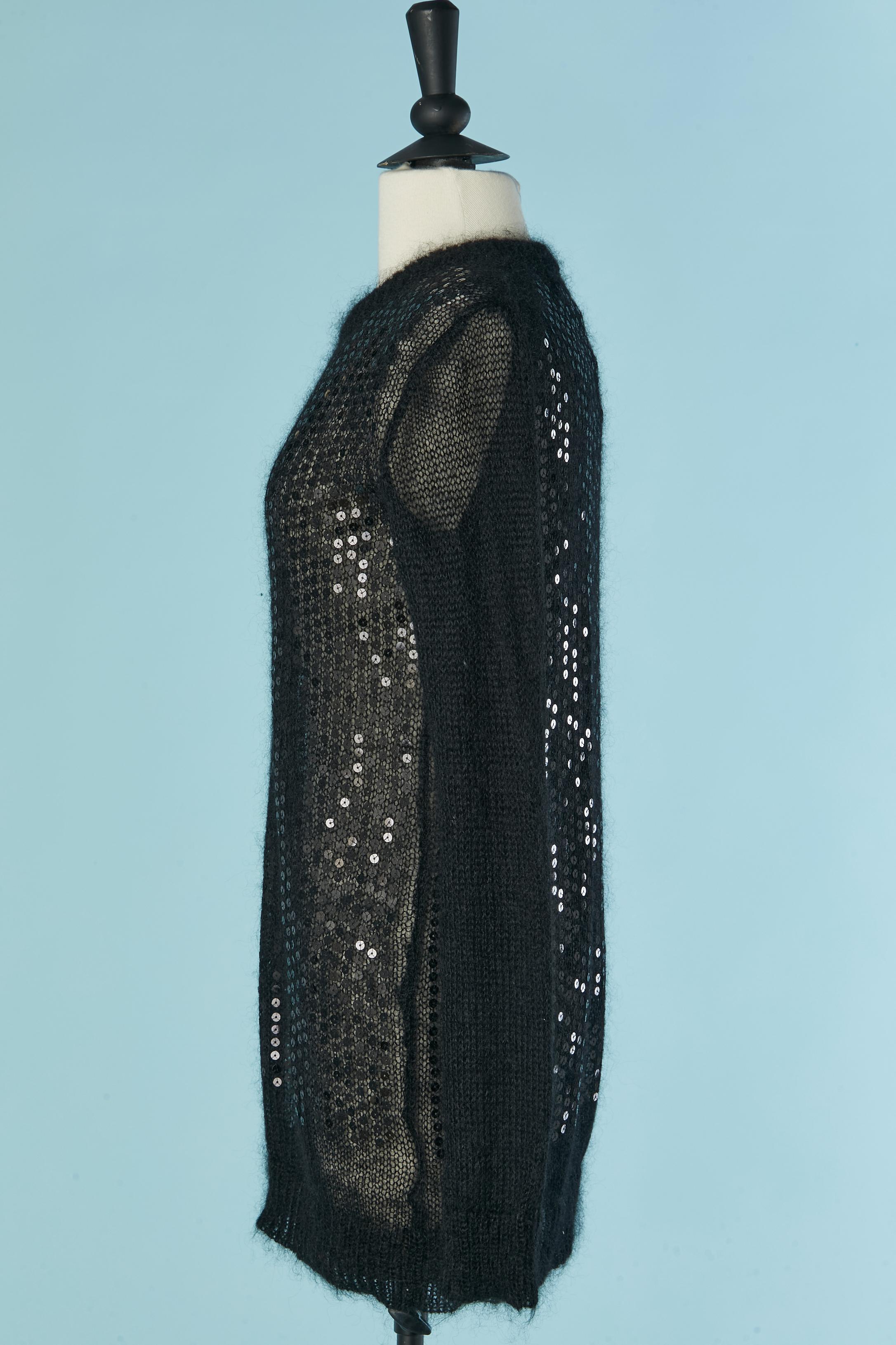 Pull en mohair noir transparent avec paillettes Junya Watanabe COMME DES GARÇONS Excellent état - En vente à Saint-Ouen-Sur-Seine, FR