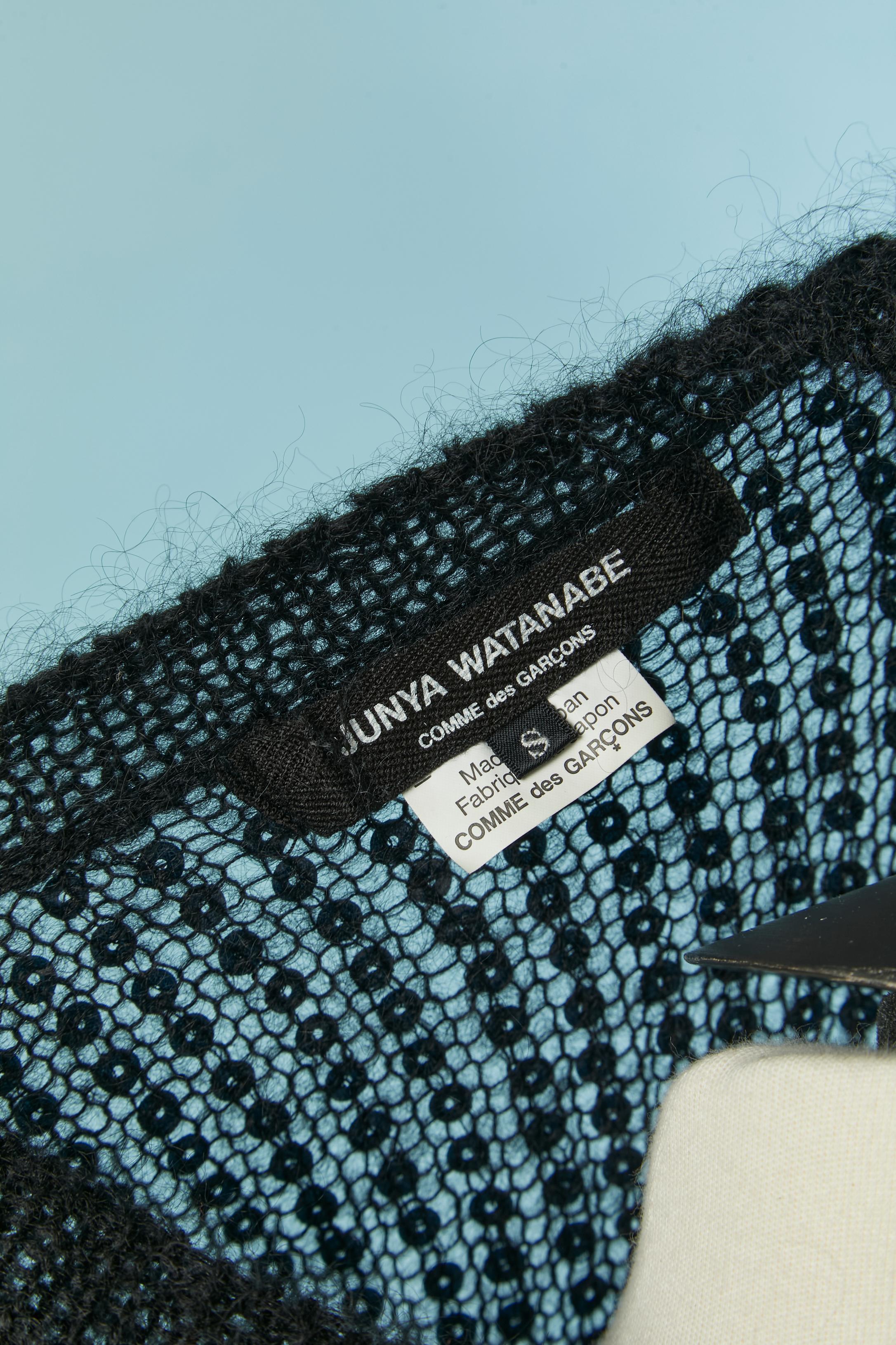 Pull en mohair noir transparent avec paillettes Junya Watanabe COMME DES GARÇONS en vente 1