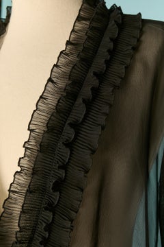 See-through black polyester shirt with ruffle edge PER TE by KRIZIA