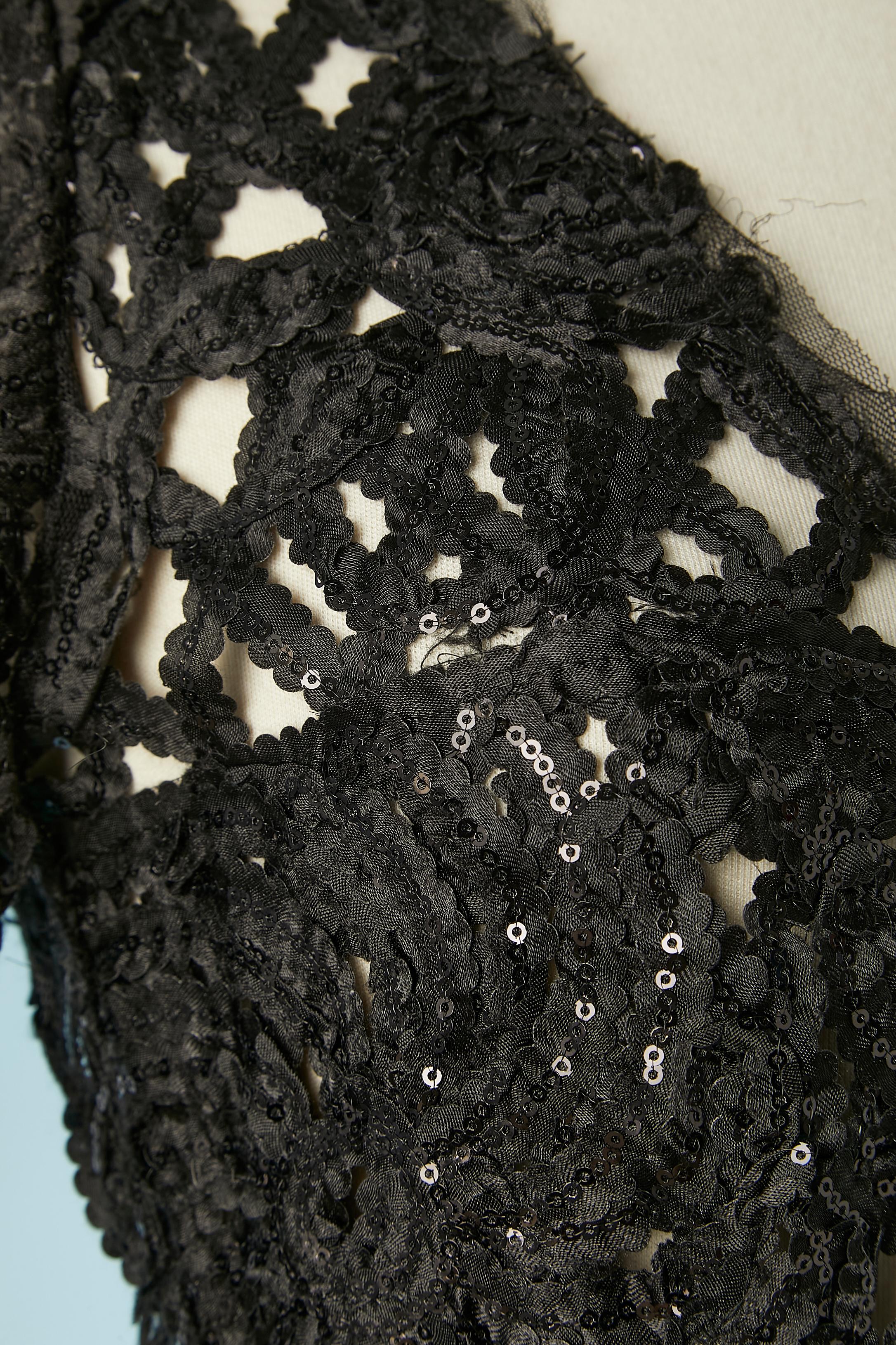 Women's See-through black ribbons and sequins braces evening dress Roberto Cavalli For Sale
