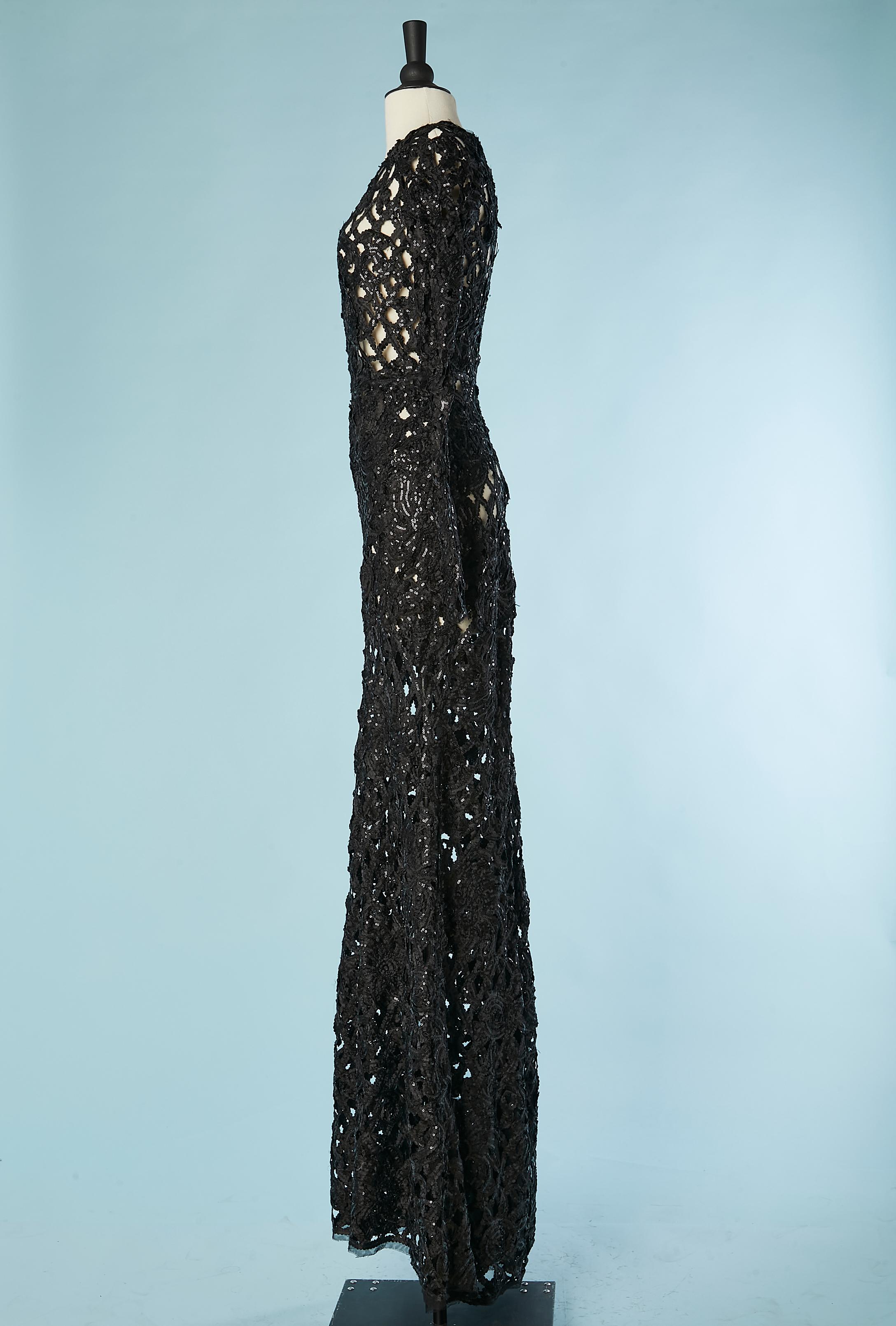 See-through black ribbons and sequins braces evening dress Roberto Cavalli  For Sale 1