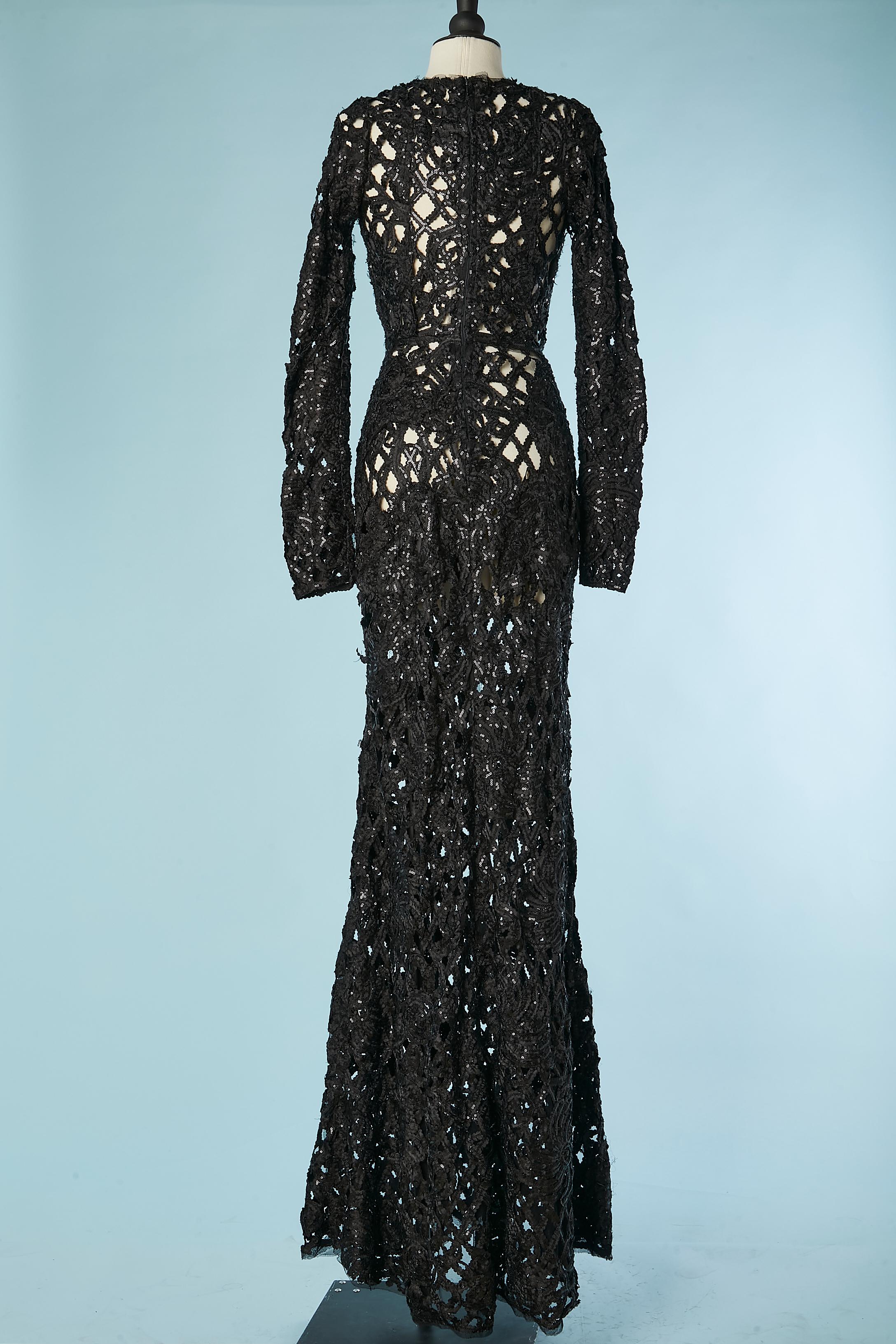 See-through black ribbons and sequins braces evening dress Roberto Cavalli  For Sale 2
