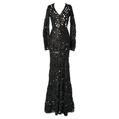 See-through black ribbons and sequins braces evening dress Roberto Cavalli