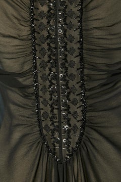 See-through black silk chiffon evening dress with beaded work Alberta Ferretti
