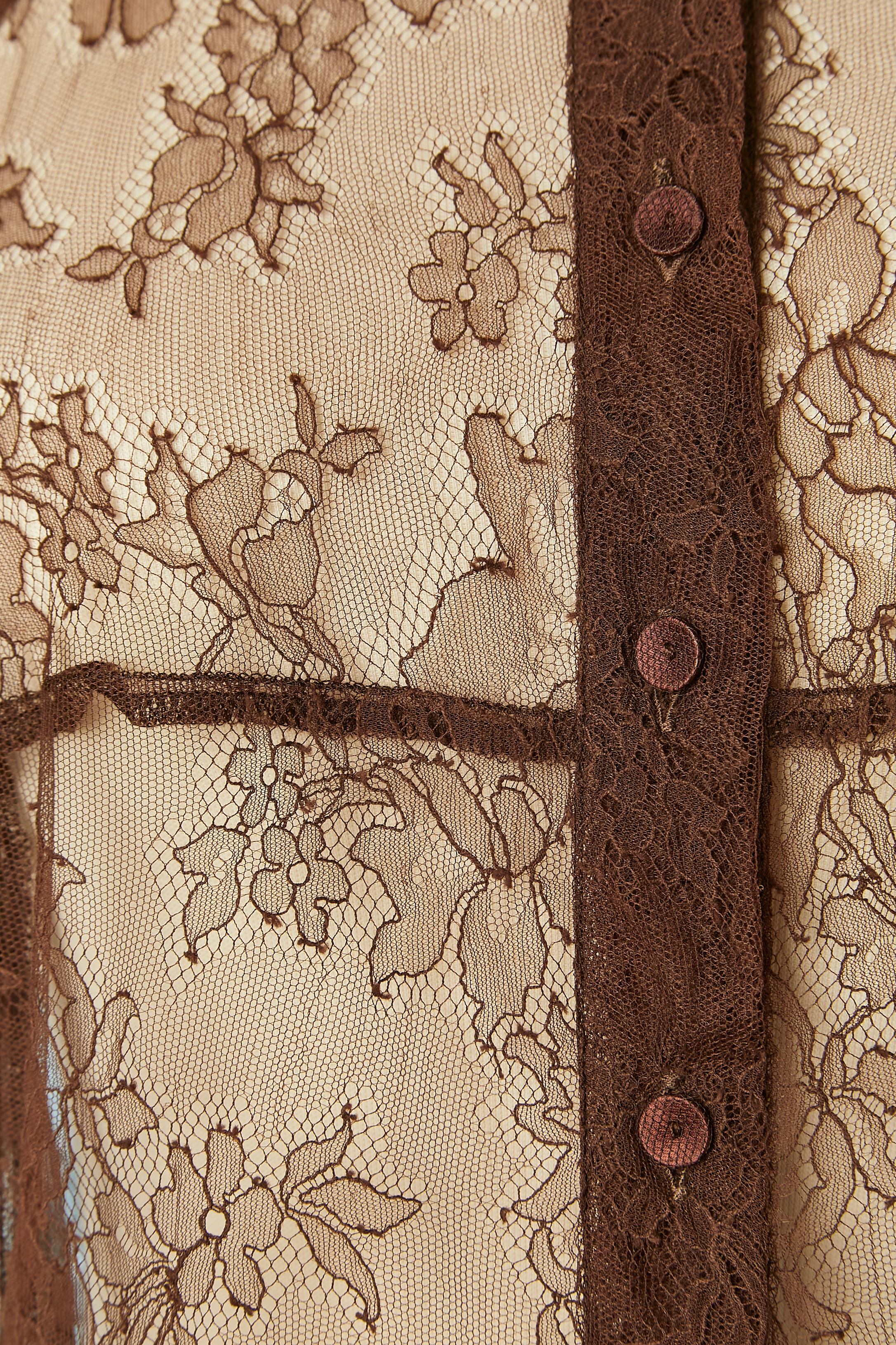 See-through brown lace Christian Lacroix BAZAR  In Excellent Condition For Sale In Saint-Ouen-Sur-Seine, FR