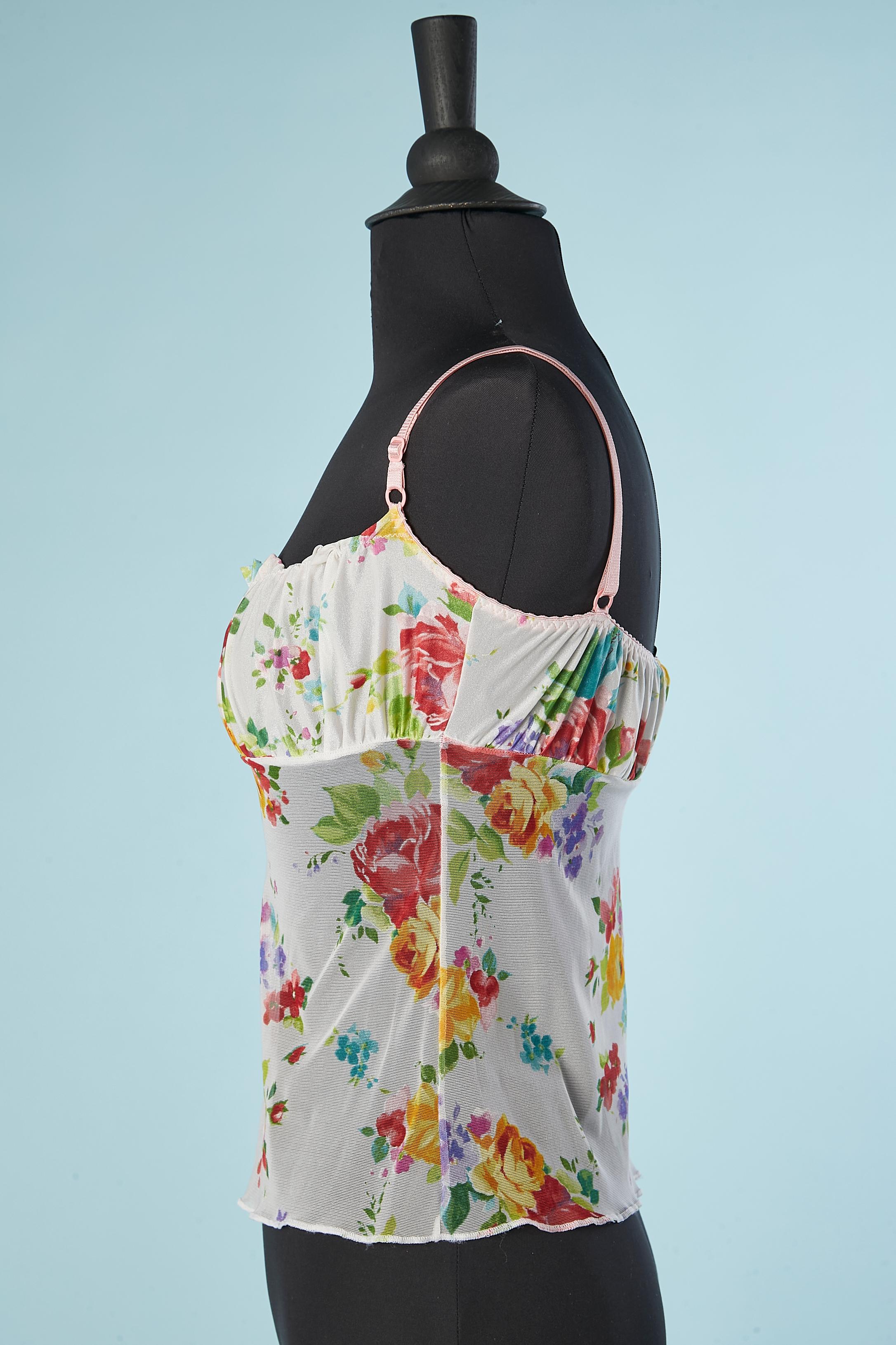 See-through flowers printed lingerie top Roberto Cavalli  In Excellent Condition For Sale In Saint-Ouen-Sur-Seine, FR