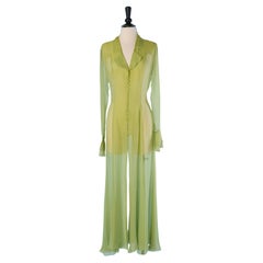 See-through green silk chiffon coat ROCHAS