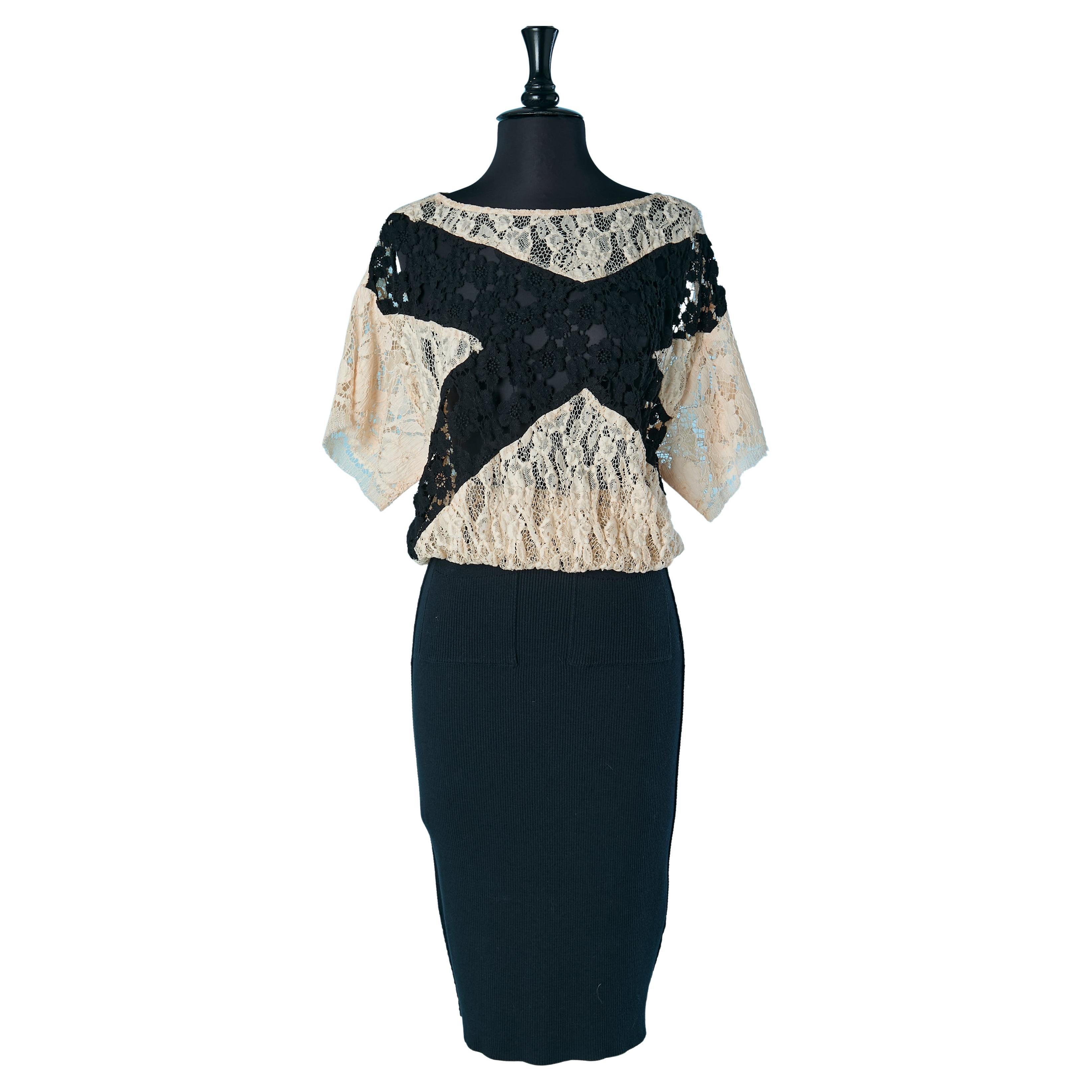 See-through lace and knit dress SONIA RYKIEL en venta