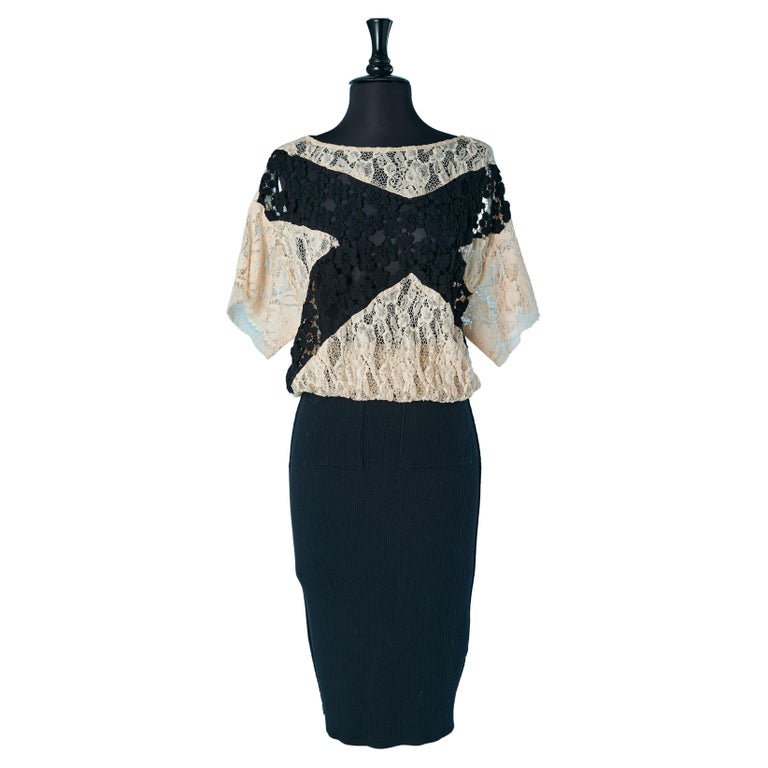 See-through lace and knit dress SONIA RYKIEL For Sale at 1stDibs