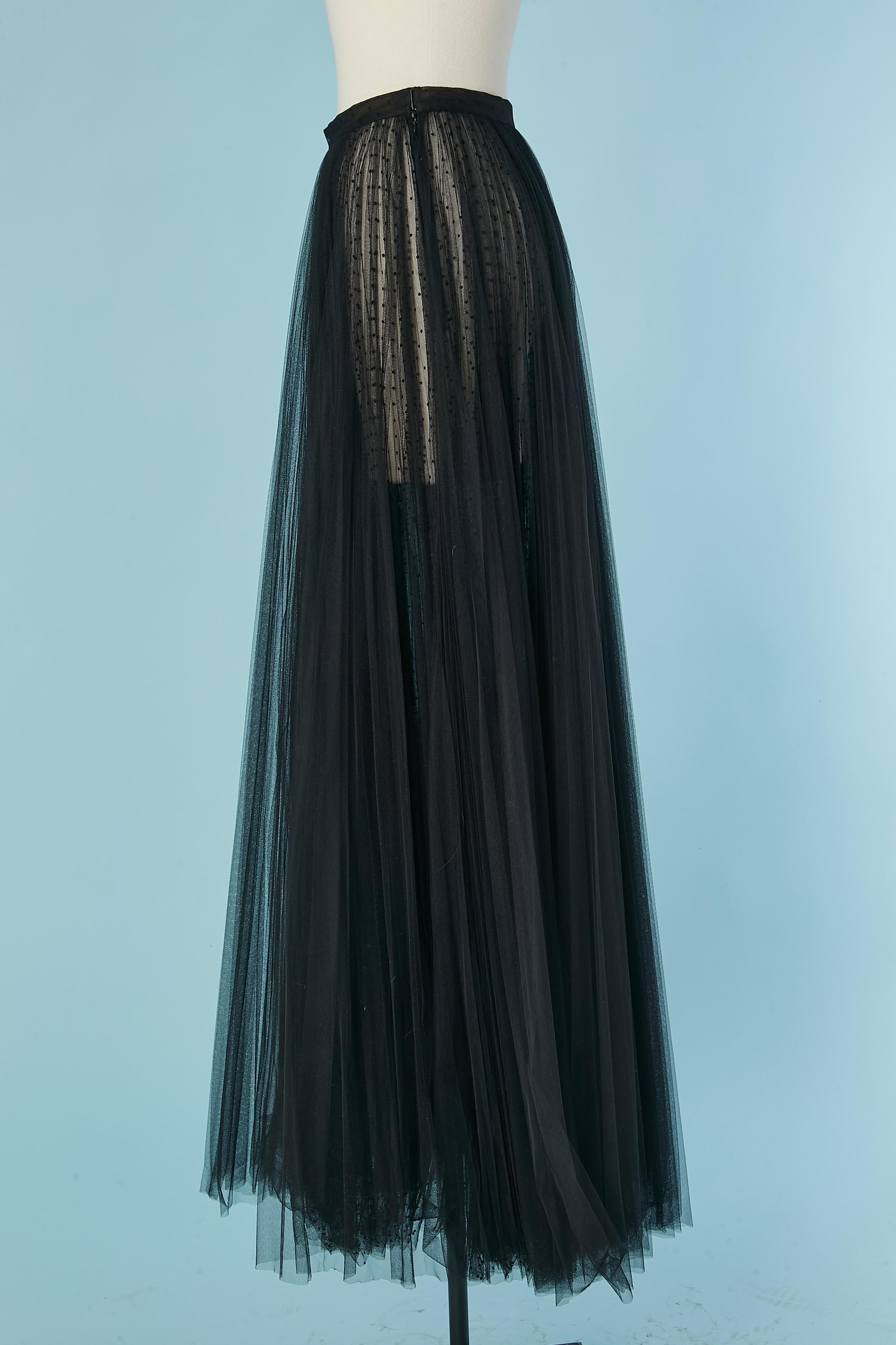 See-through pleated plumetis tulle skirt CHRISTIAN DIOR In New Condition For Sale In Saint-Ouen-Sur-Seine, FR