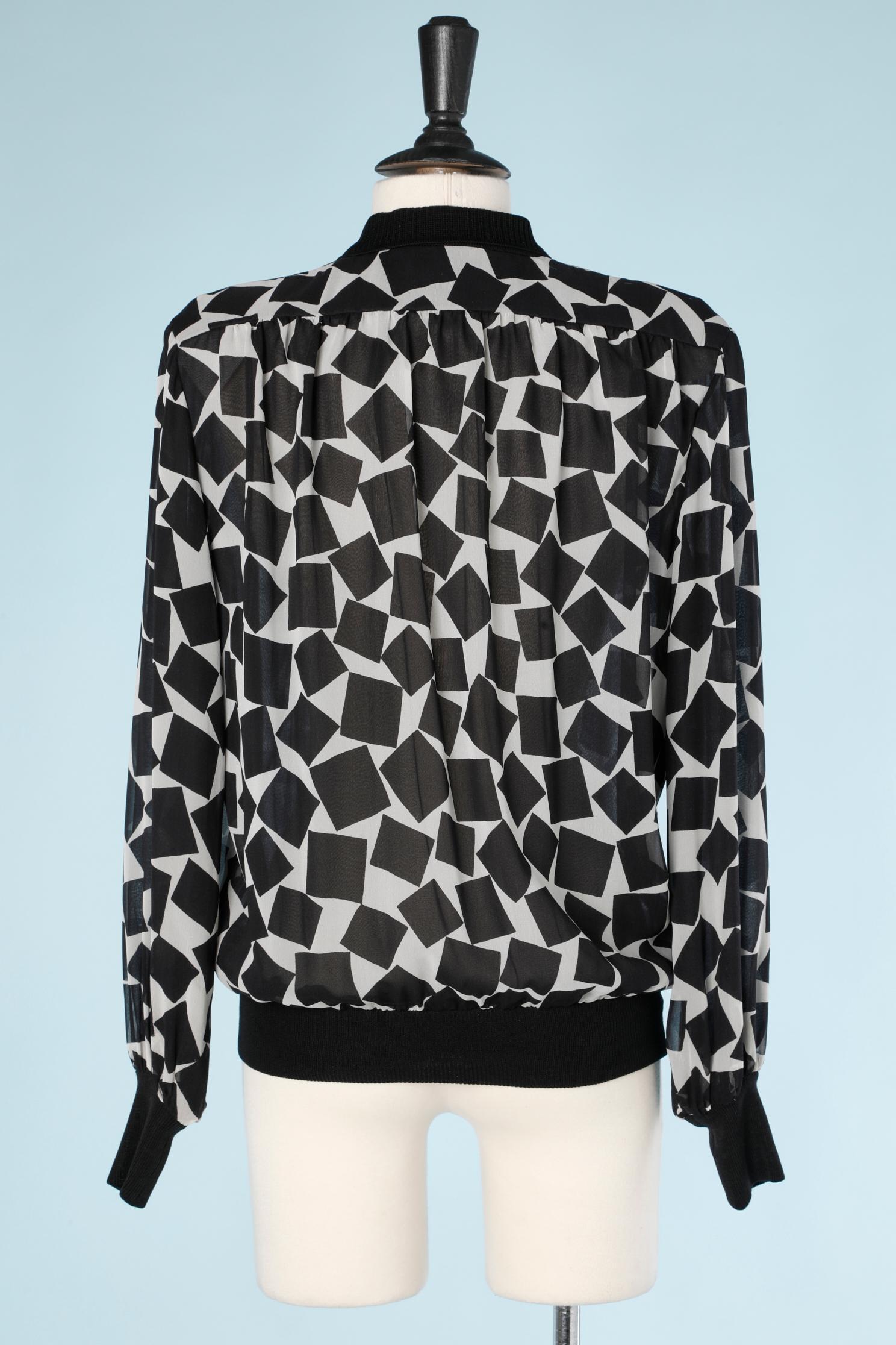 Black See-through printed black and white chiffon shirt Valentino Night For Sale