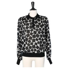 See-through printed black and white chiffon shirt Valentino Night 