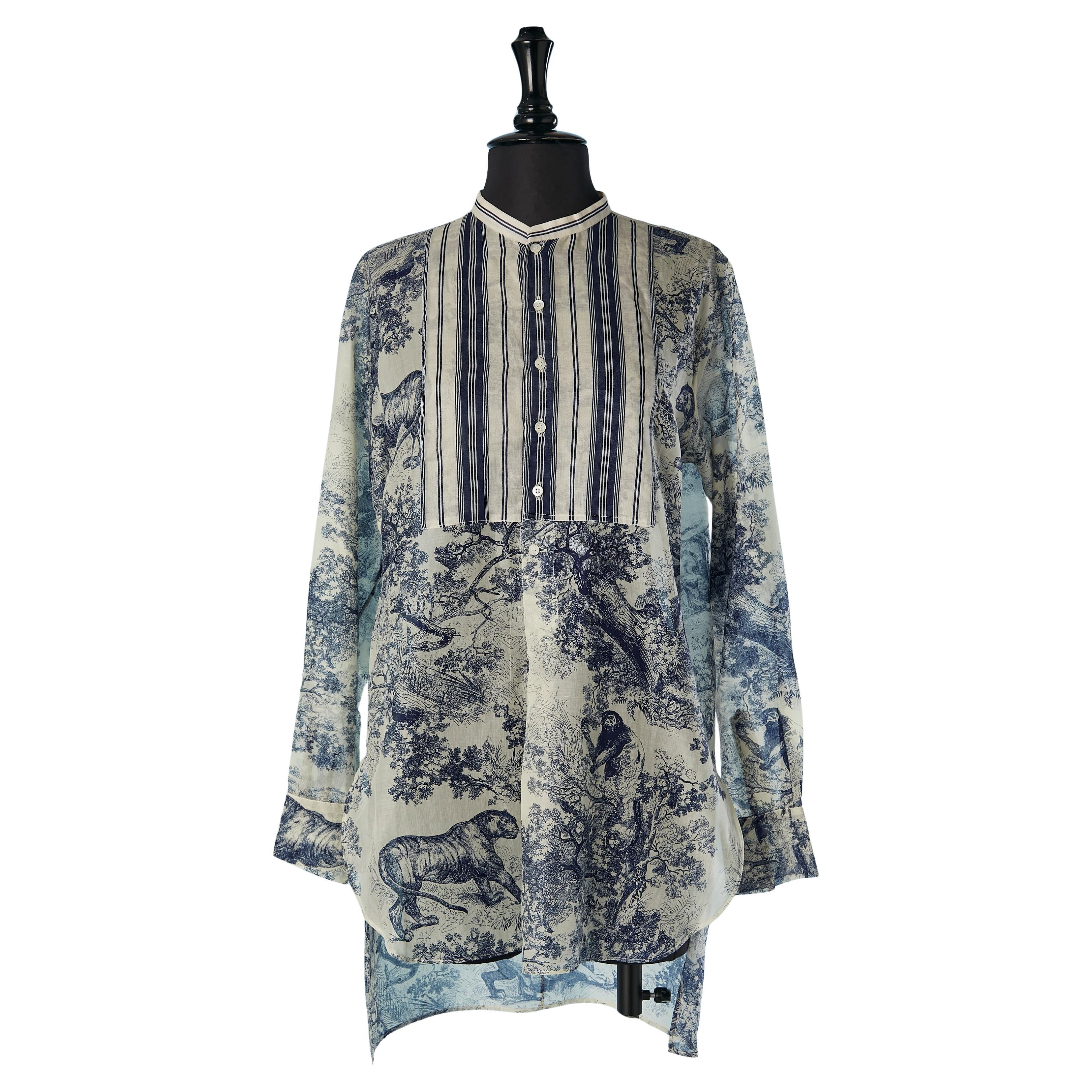 See-through printed cotton tunic shirt CHRISTIAN DIOR