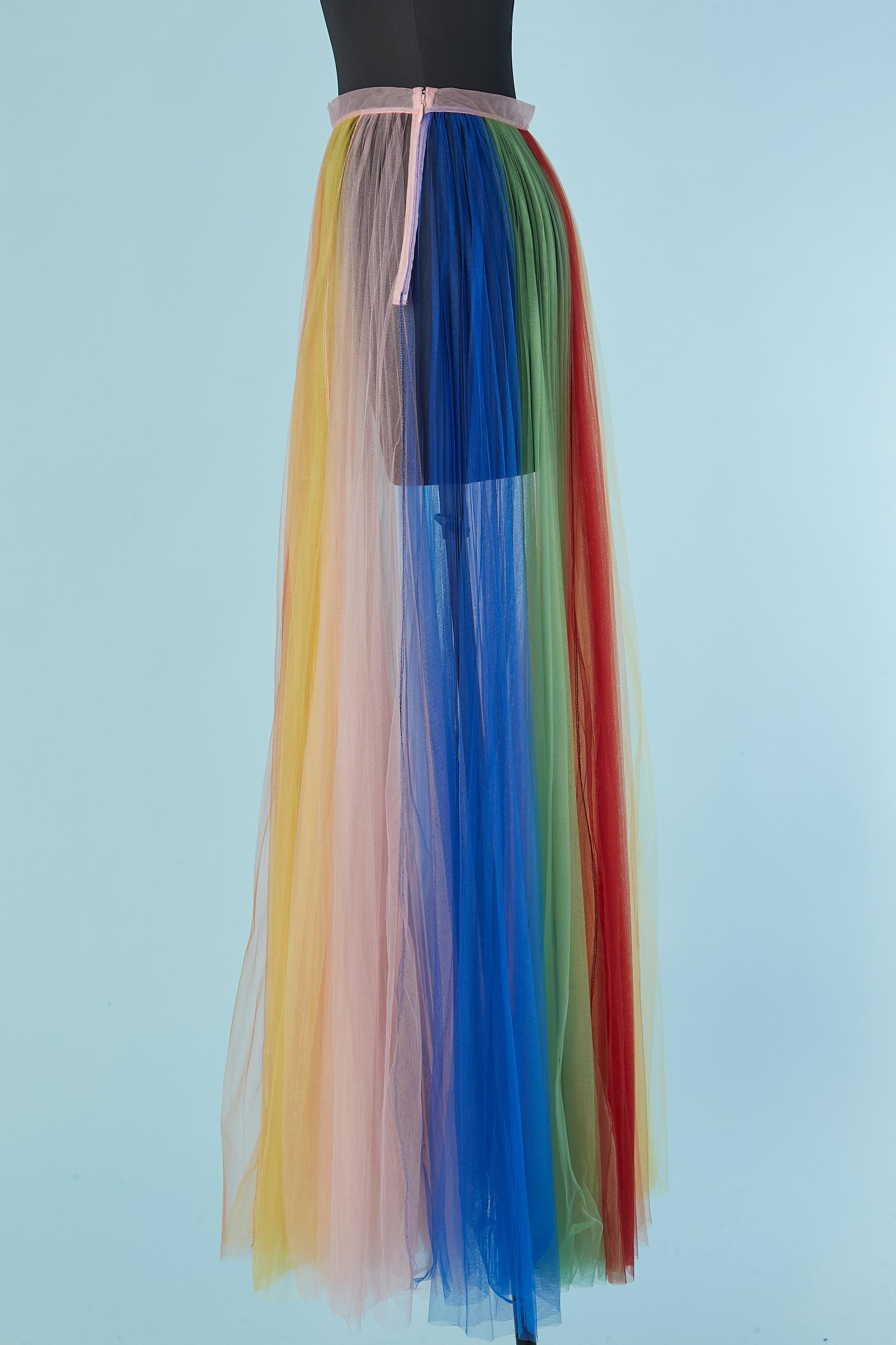 See-through rainbow pleated tulle skirt CHRISTIAN DIOR In New Condition For Sale In Saint-Ouen-Sur-Seine, FR