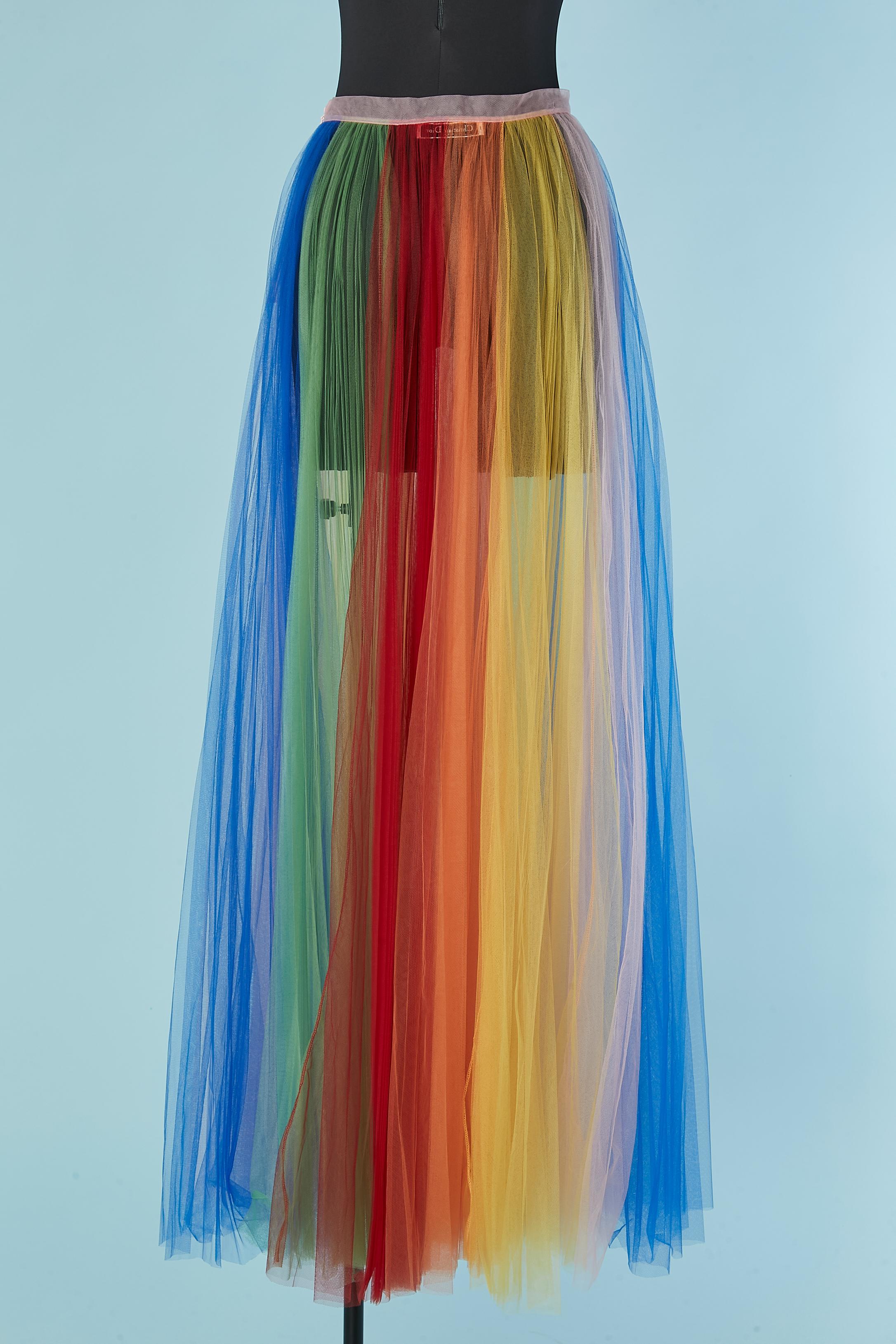 Women's See-through rainbow pleated tulle skirt CHRISTIAN DIOR For Sale