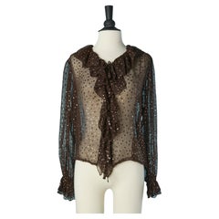 See-through silk chiffon and lurex blouse  Saint Laurent Rive Gauche