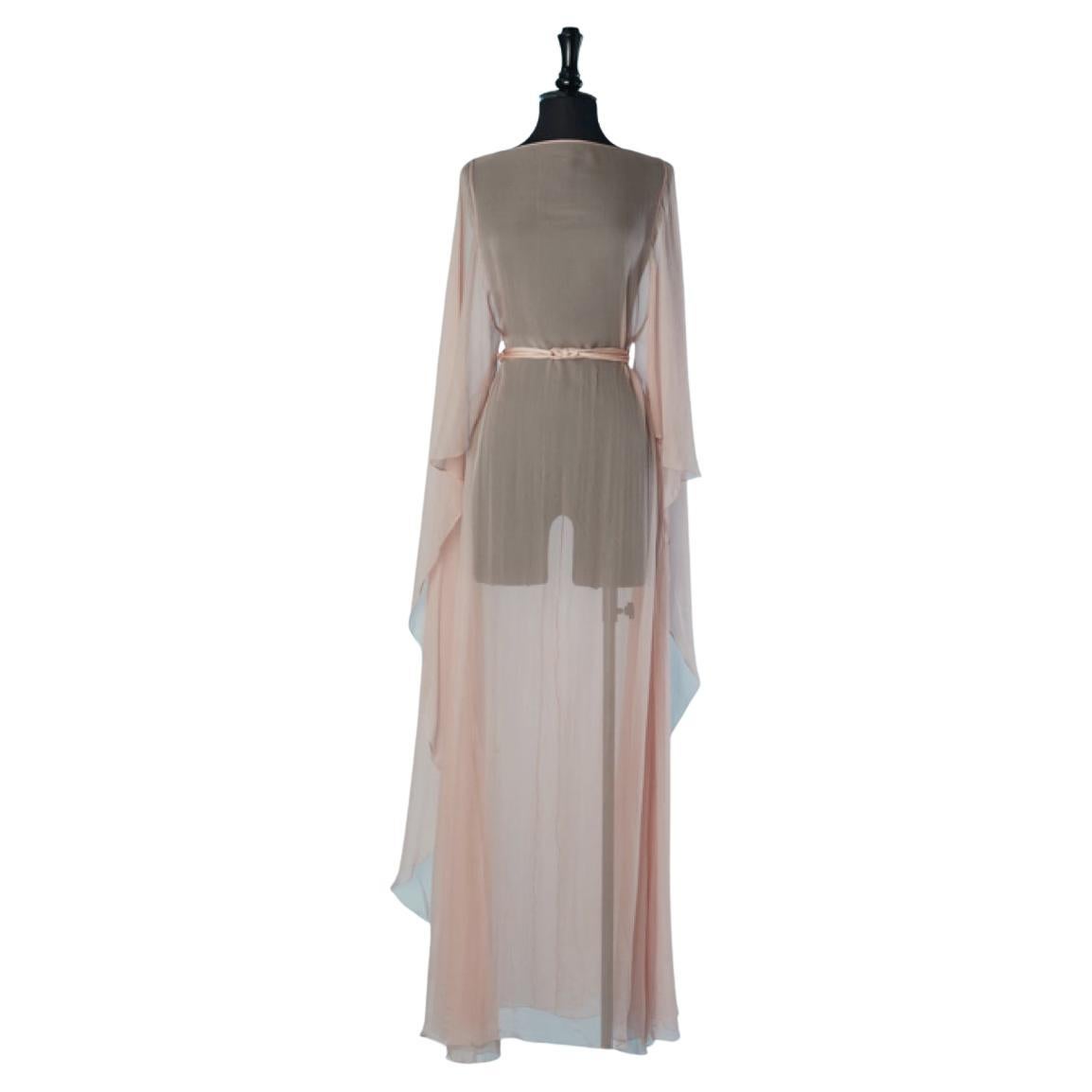 Durchsichtiges Kleid aus Seidenchiffon mit Umhang CHRISTIAN DIOR im Angebot