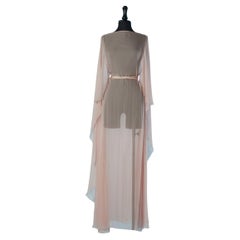 See-through silk chiffon dress with cape CHRISTIAN DIOR