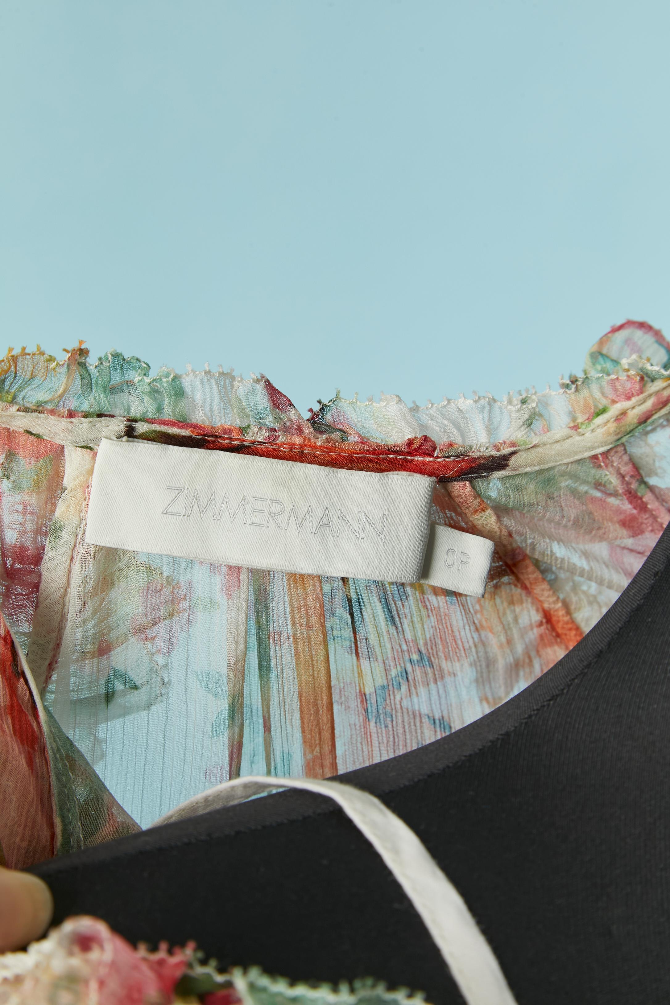 Durchsichtiges Cocktailkleid aus bedrucktem Seidenchiffon mit Rüschen ZIMMERMANN im Angebot 3