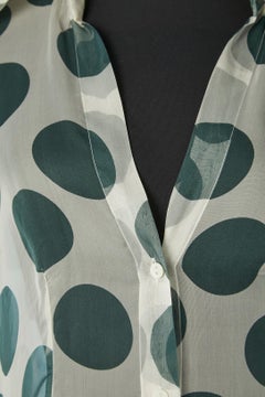 See-through silk chiffon shirt with green Polka dots print Dolce &Gabbana