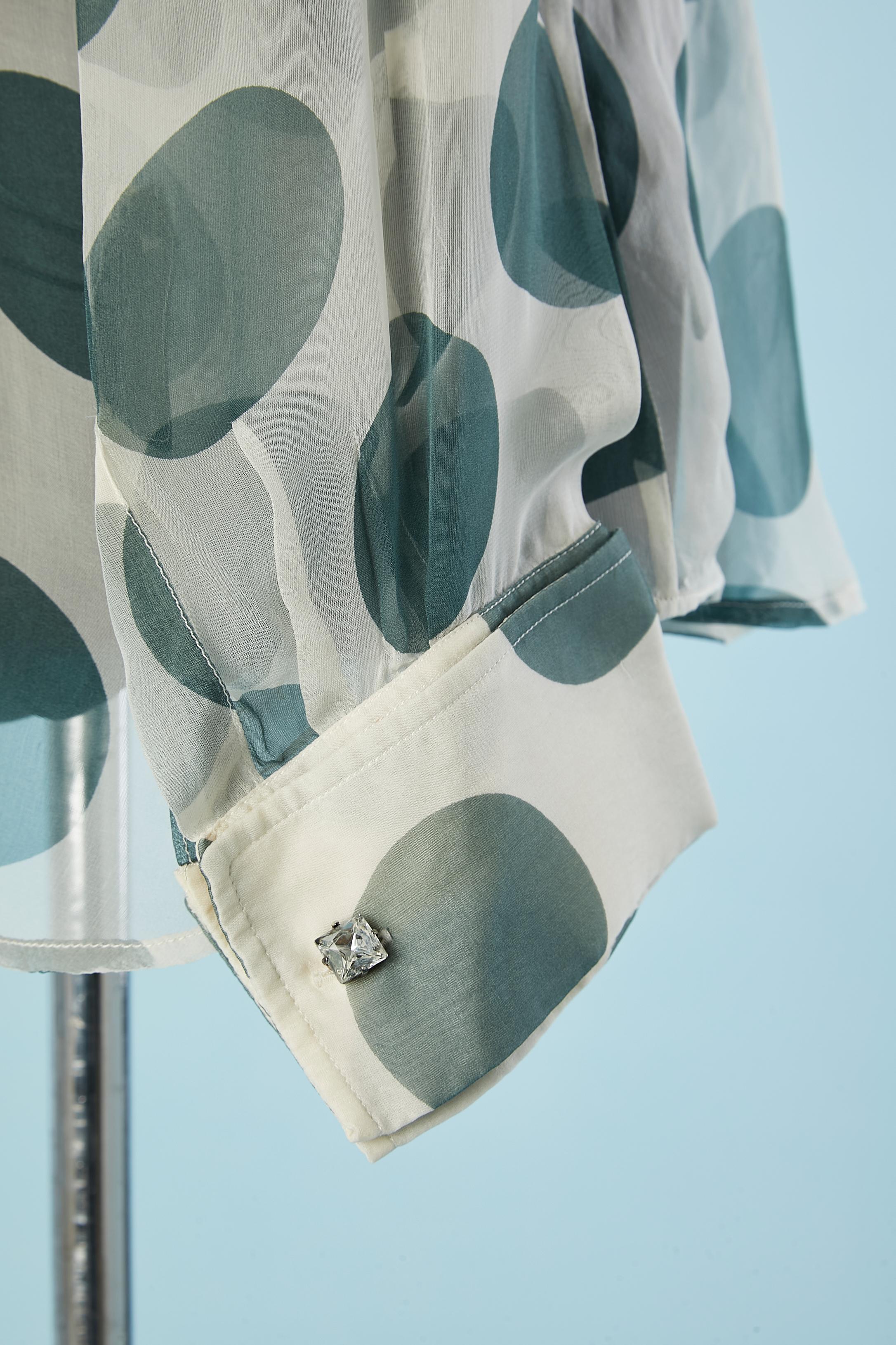 Seidenchiffonhemd mit durchsichtiger Seide und grünem Tupfenmuster von Dolce &Gabbana  im Angebot 1