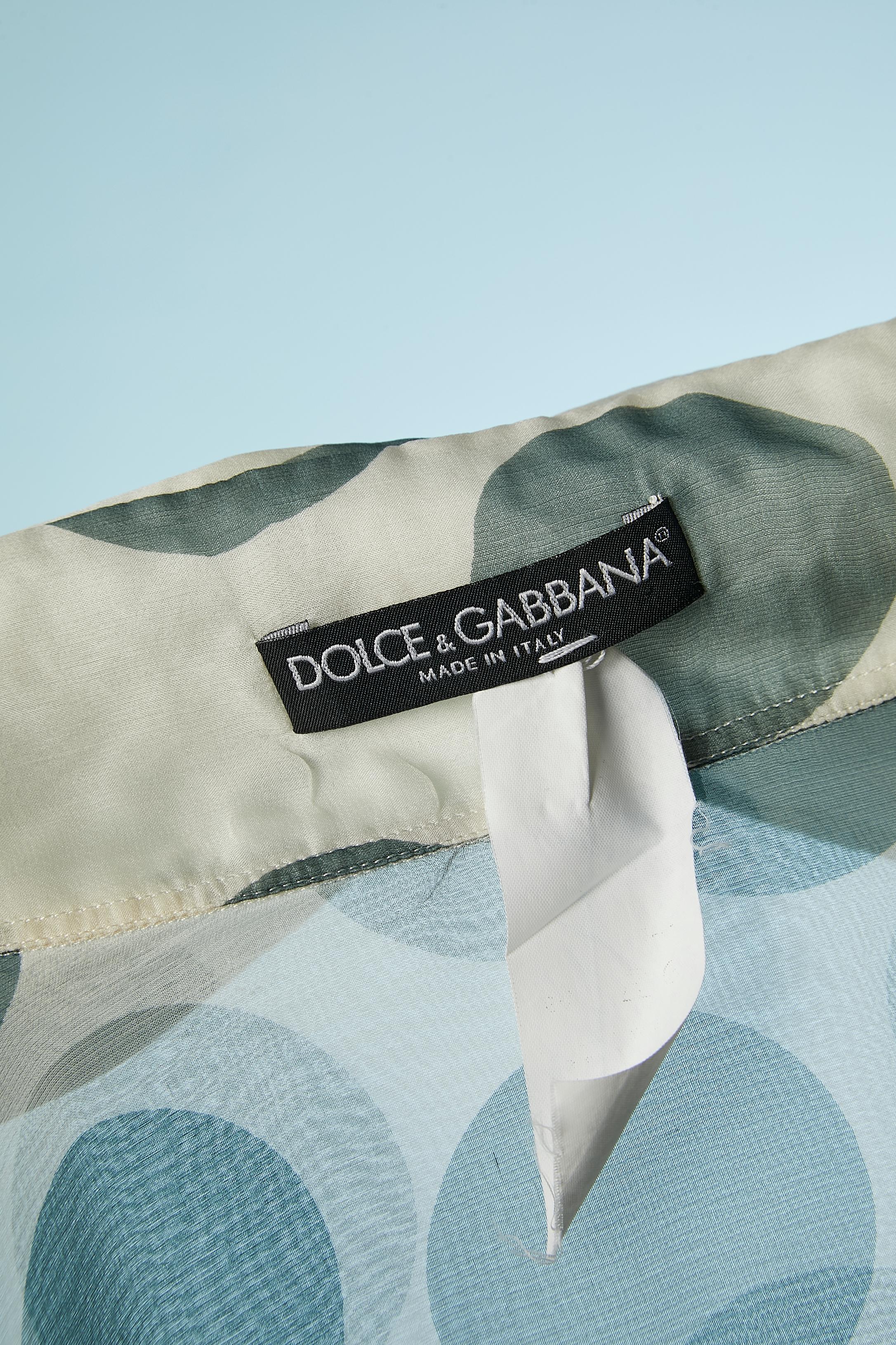 Seidenchiffonhemd mit durchsichtiger Seide und grünem Tupfenmuster von Dolce &Gabbana  im Angebot 2