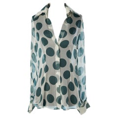 See-through silk chiffon shirt with green Polka dots print Dolce &Gabbana