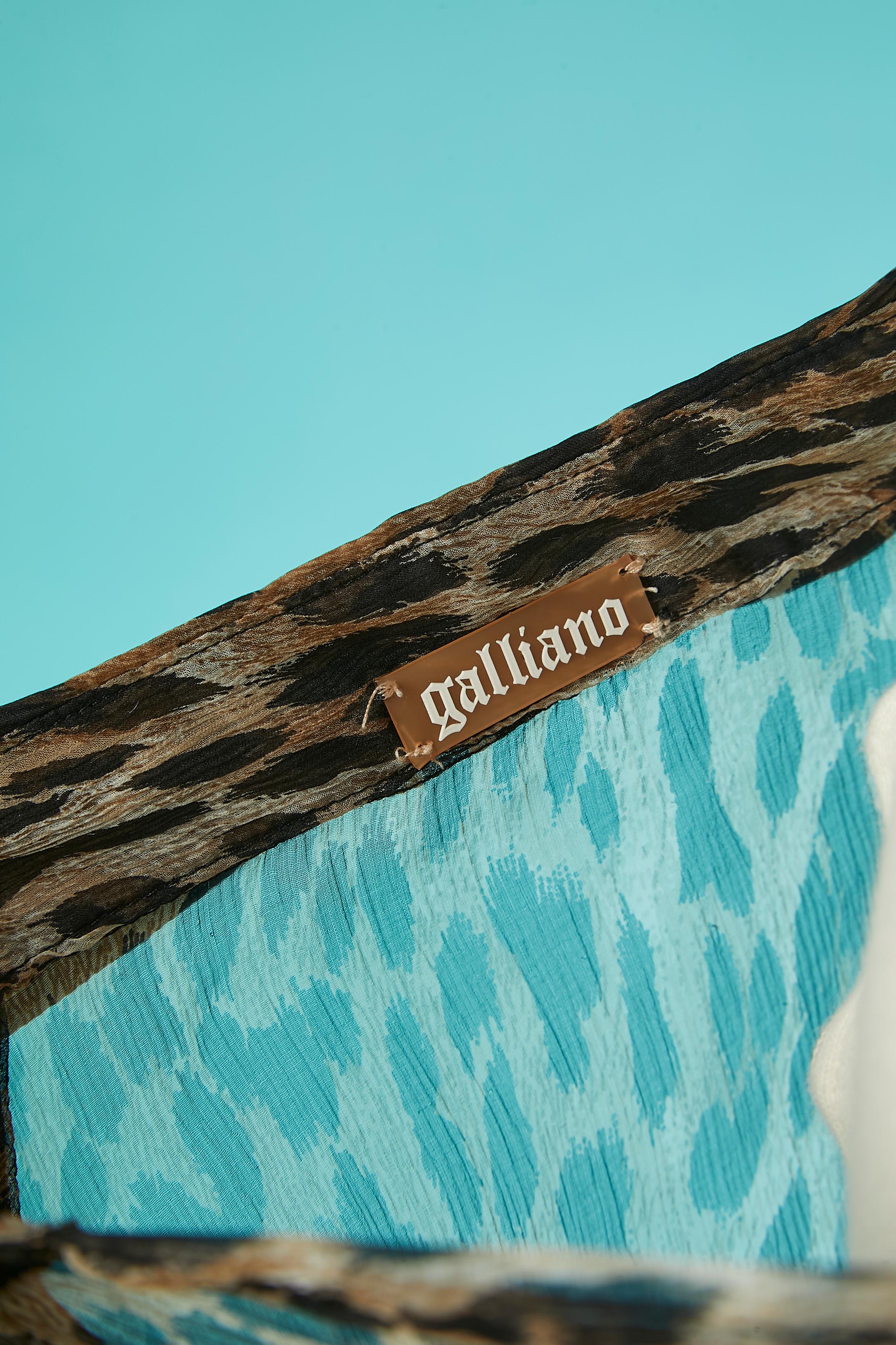 Chemise en mousseline de soie transparente avec imprimé léopard Galliano  en vente 3