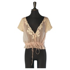 See-through silk chiffon top with lace LOLITA LEMPICKA