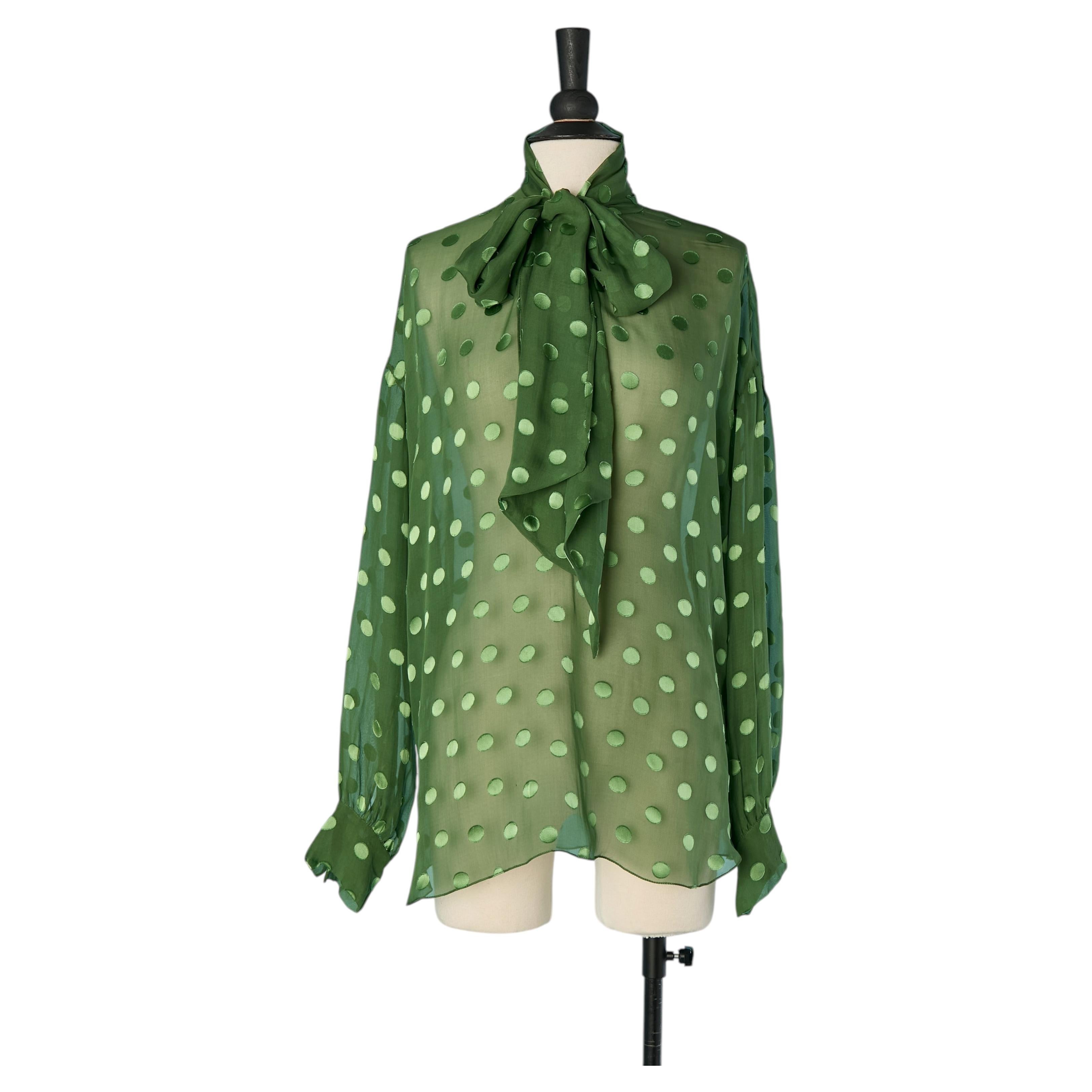 See-through silk jacquard shirt with Polka dots pattern ALEXANDRE VAUTHIER For Sale