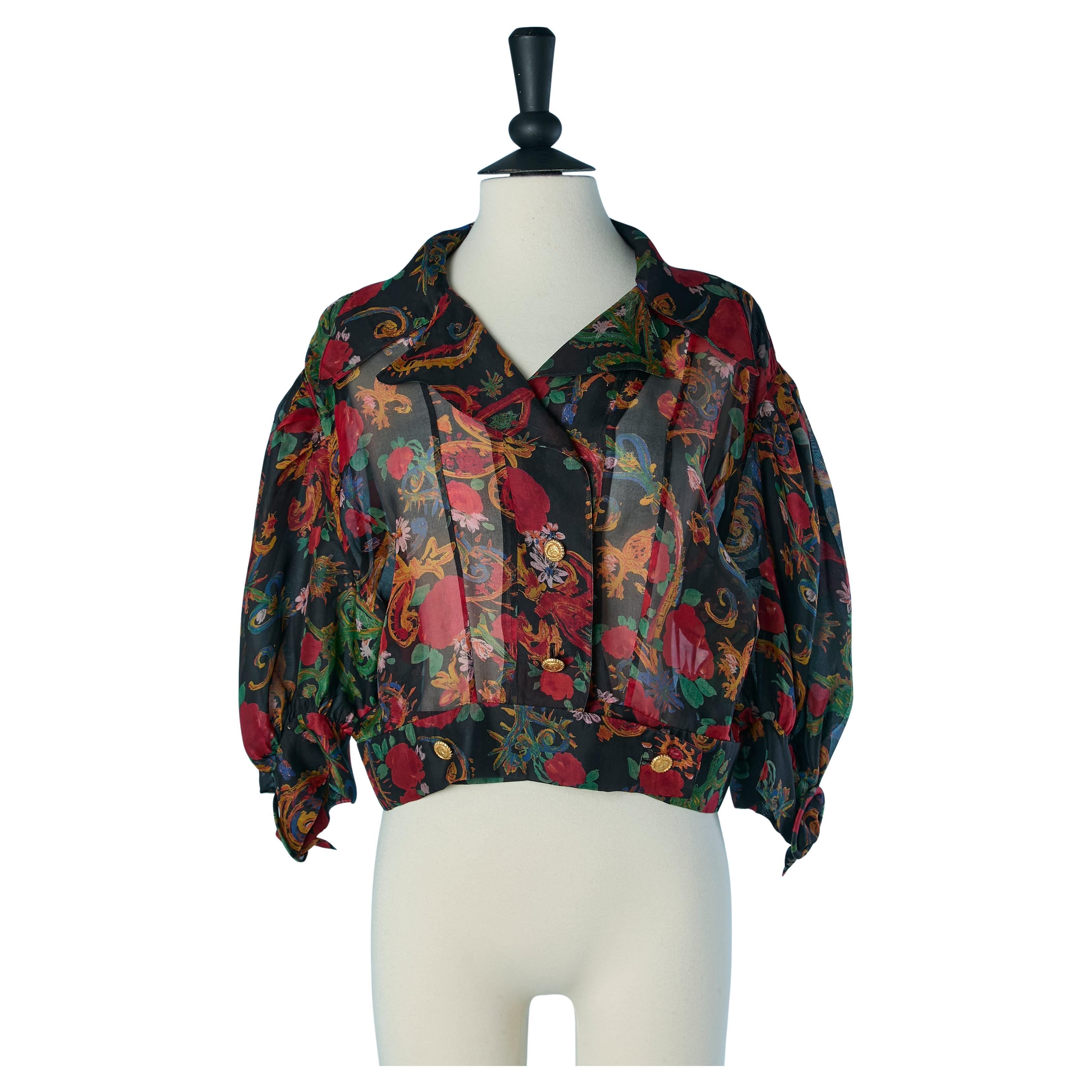 See-through silk organza shirt with flower print on CHRISTIAN LACROIX