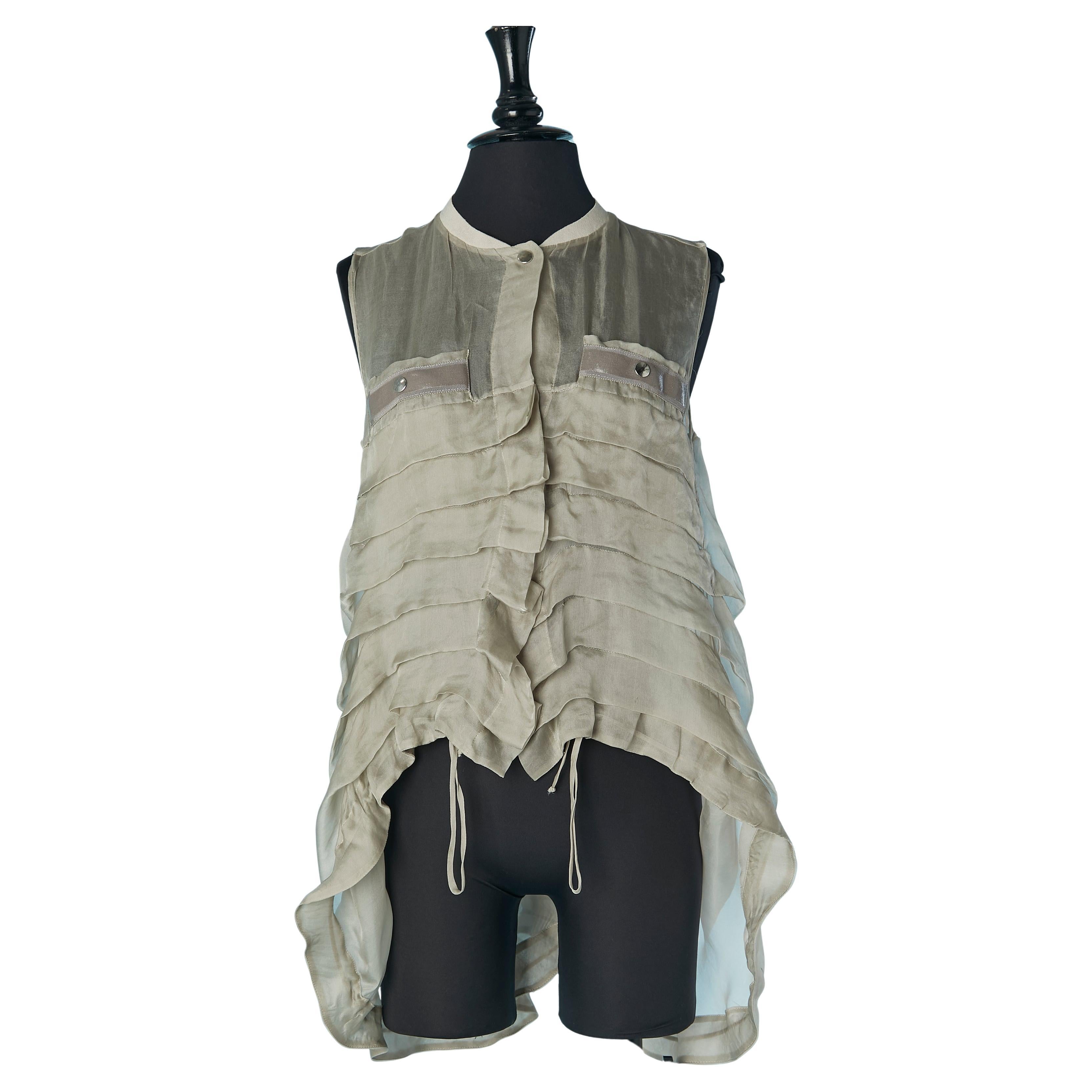 See-through silk pleated asymmetrical vest Giorgio ARMANI For Sale