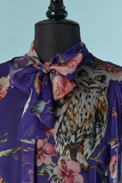 See-through silk printed shirt with bow tie DOLCE & GABBANA