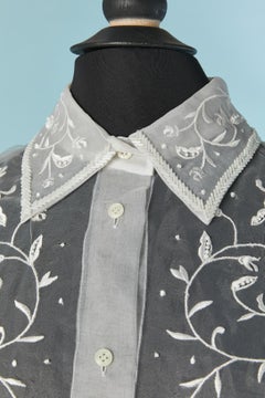 See-through silk shirt with thread and beads embroideries GIANFRANCO FERRE FORMA