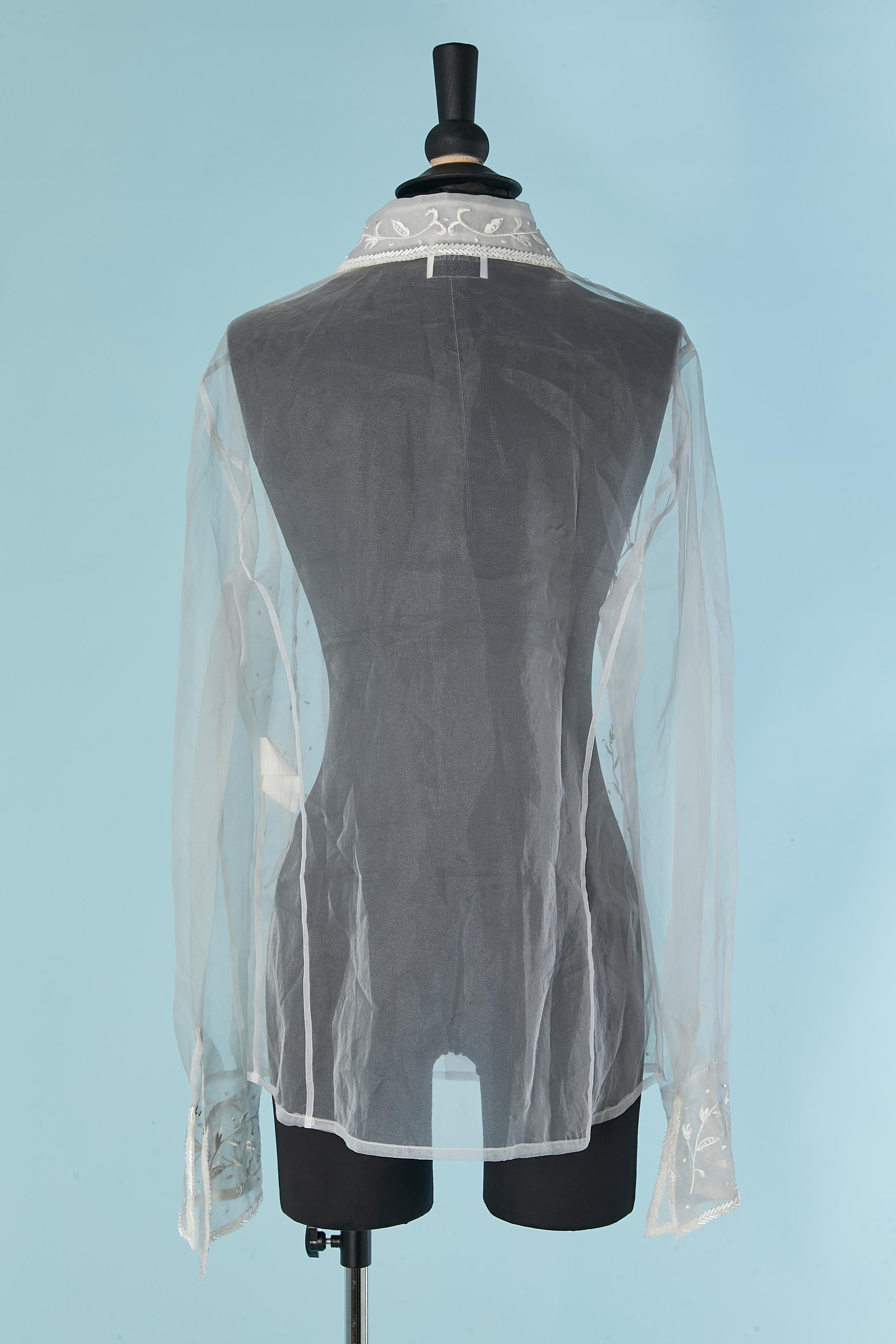 Camicia in seta See One con ricami in filo e perline GIANFRANCO FERRE FORMA in vendita 3