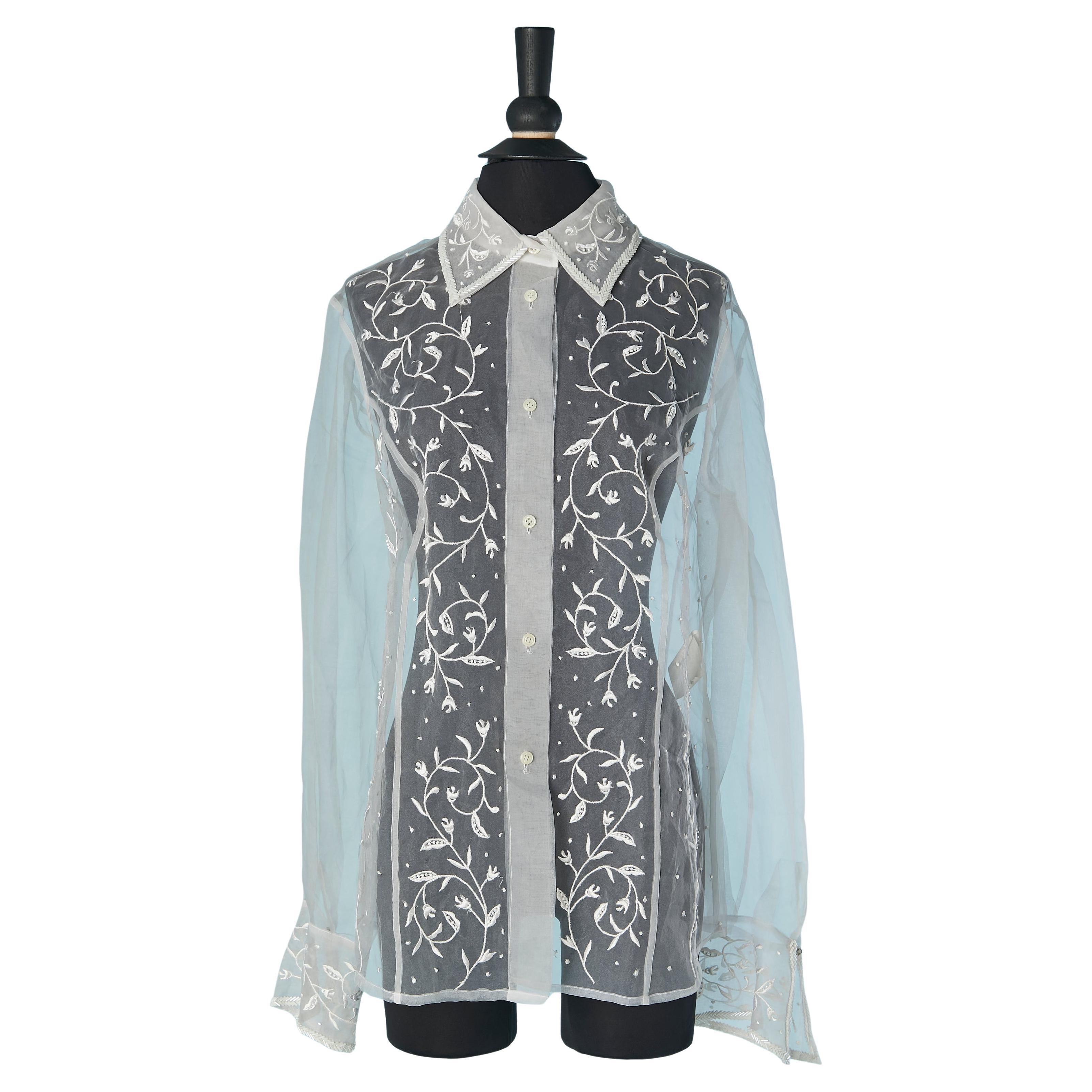 Camicia in seta See One con ricami in filo e perline GIANFRANCO FERRE FORMA in vendita