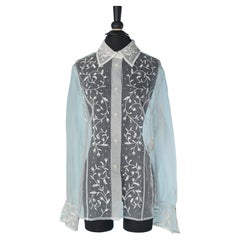 See-through silk shirt with thread and beads embroideries GIANFRANCO FERRE FORMA