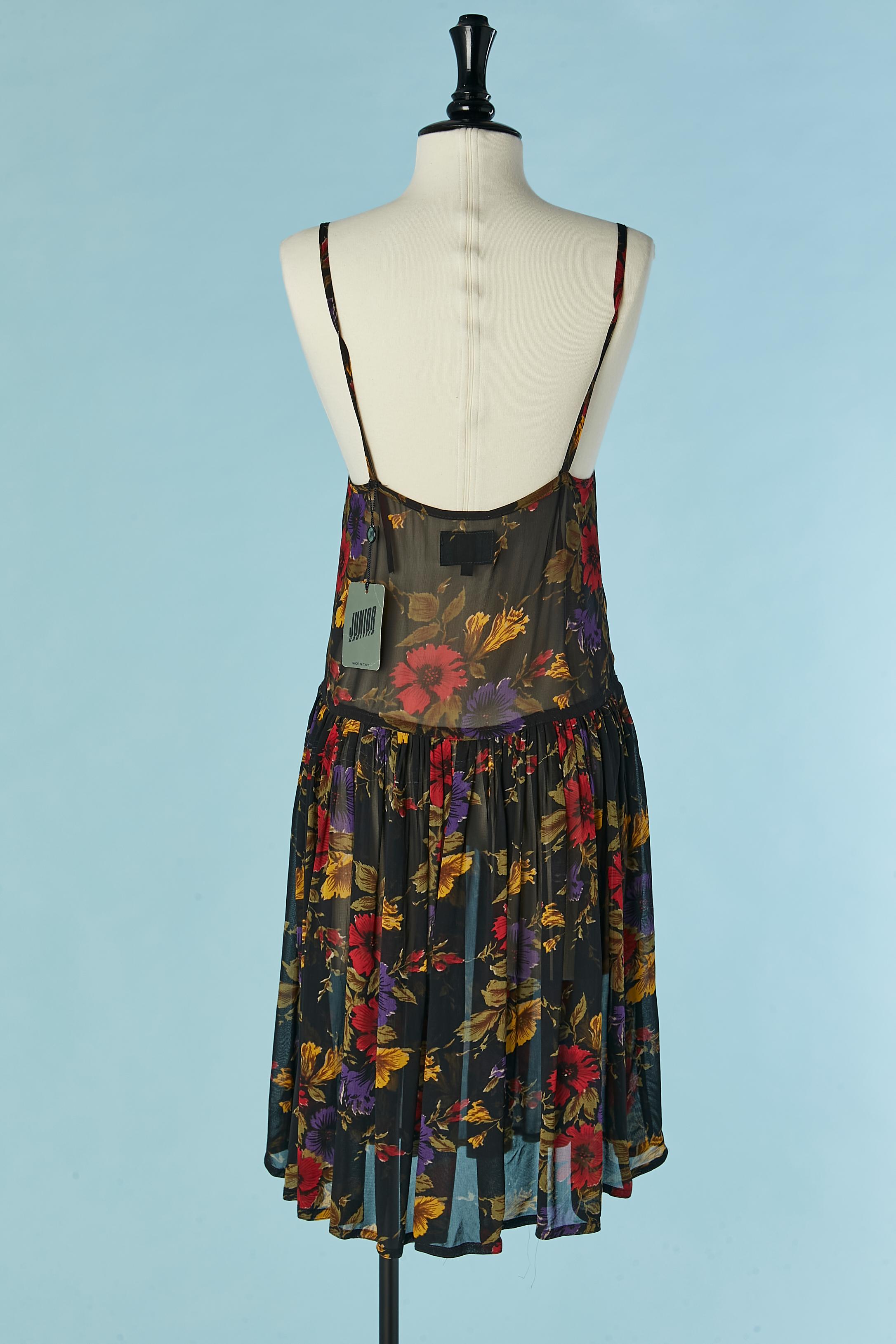 Women's See-through slip dress with flower print Gaultier Junior (New with tag) For Sale