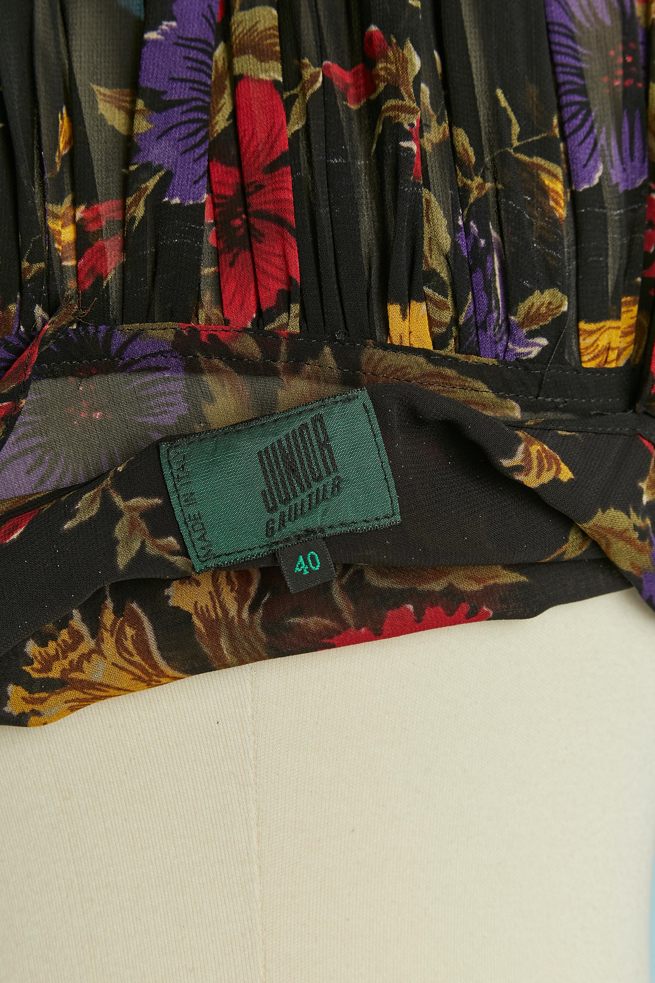 See-through slip dress with flower print Gaultier Junior (New with tag) For Sale 1