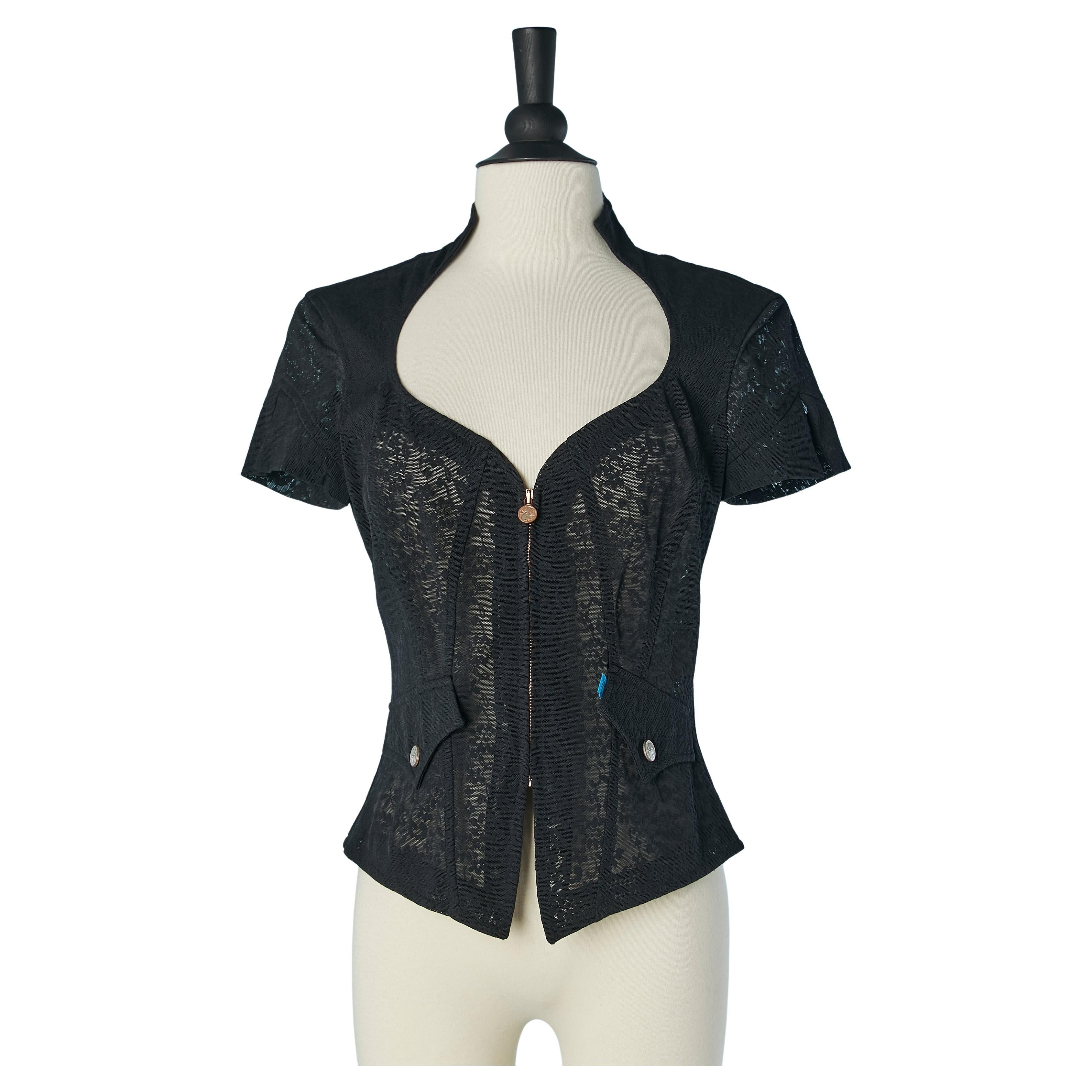 Top transparente de encaje elástico CHRISTIAN LACROIX en venta